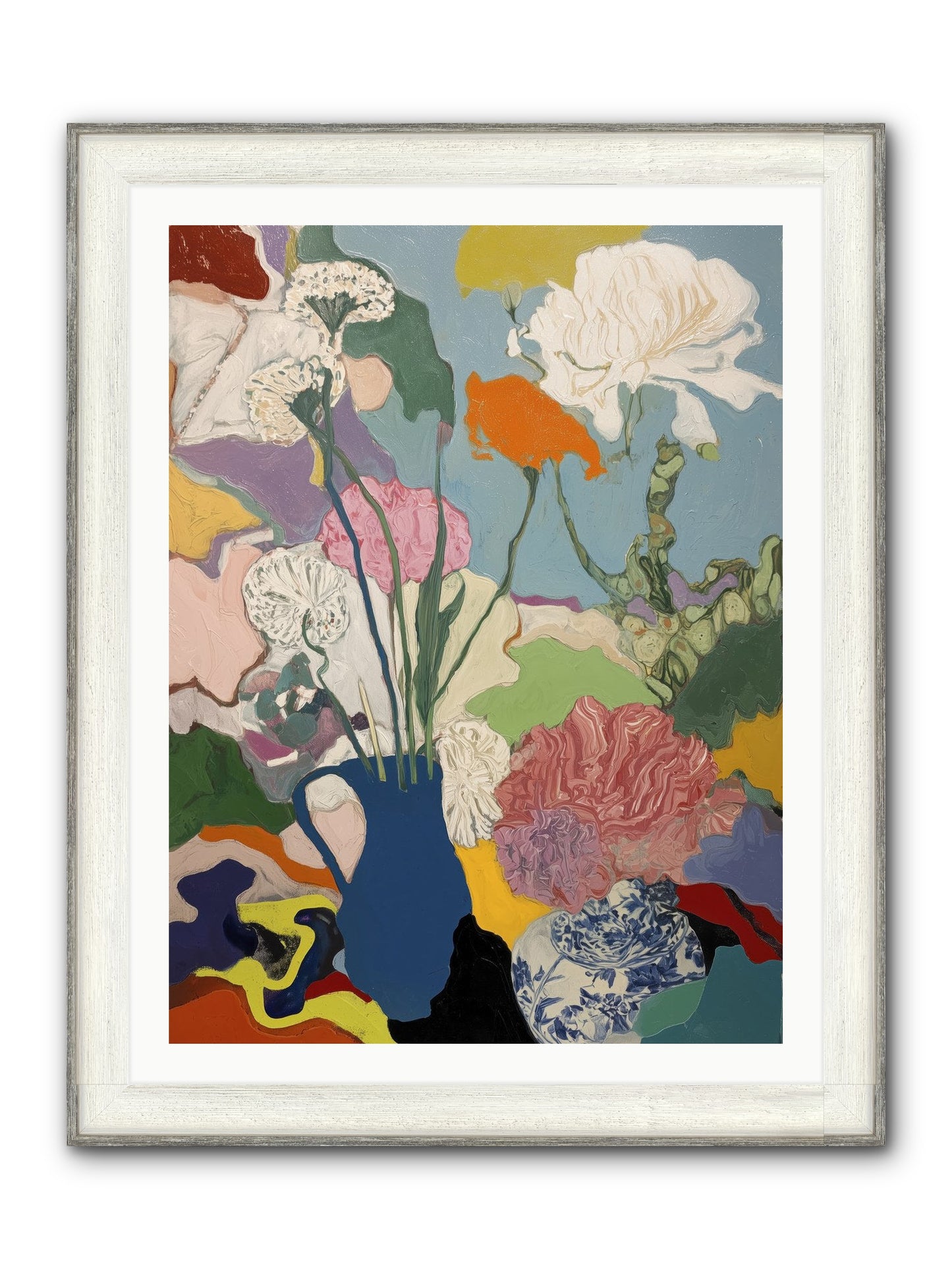 Dancing Petals Framed Print - Driftwood White 30x40