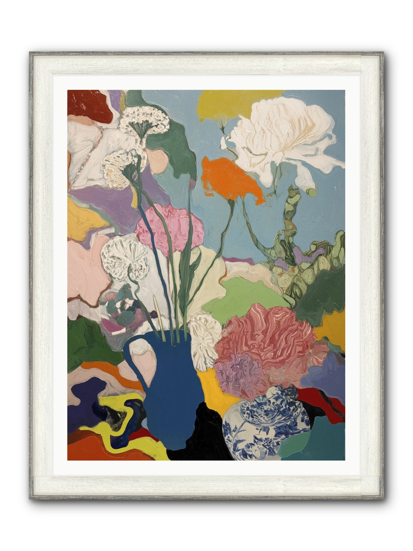 Dancing Petals Framed Print - Driftwood White 36x48