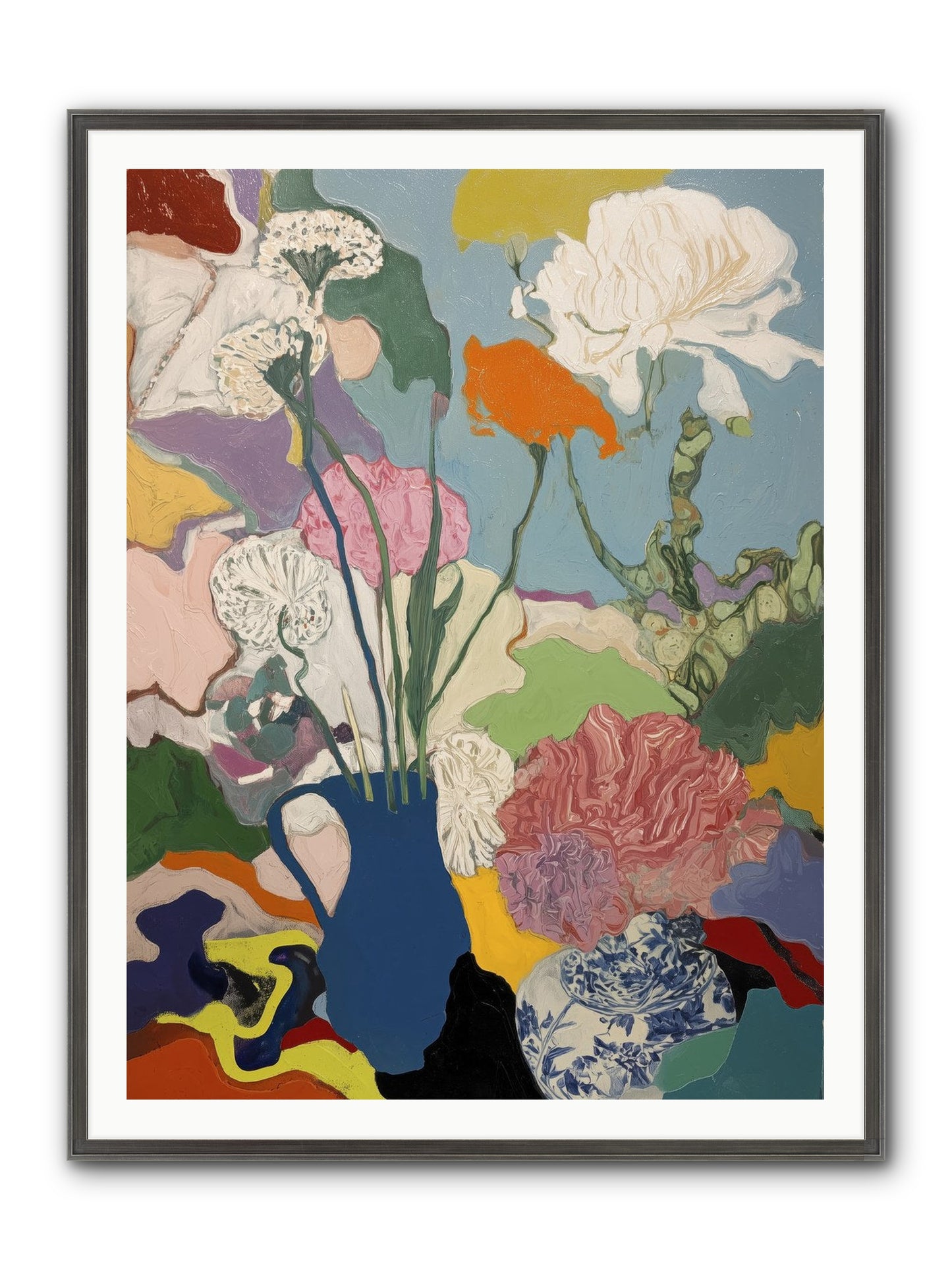 Dancing Petals Framed Print - Slimwoods Black/Silver 36x48