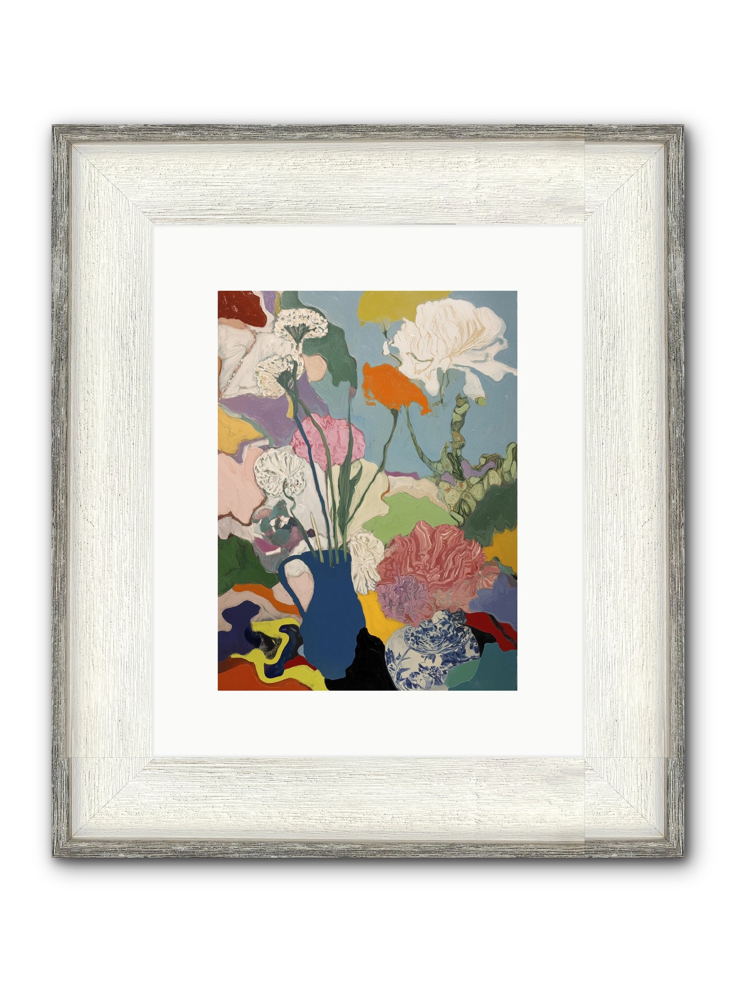 Dancing Petals Framed Print - Driftwood White 9x12