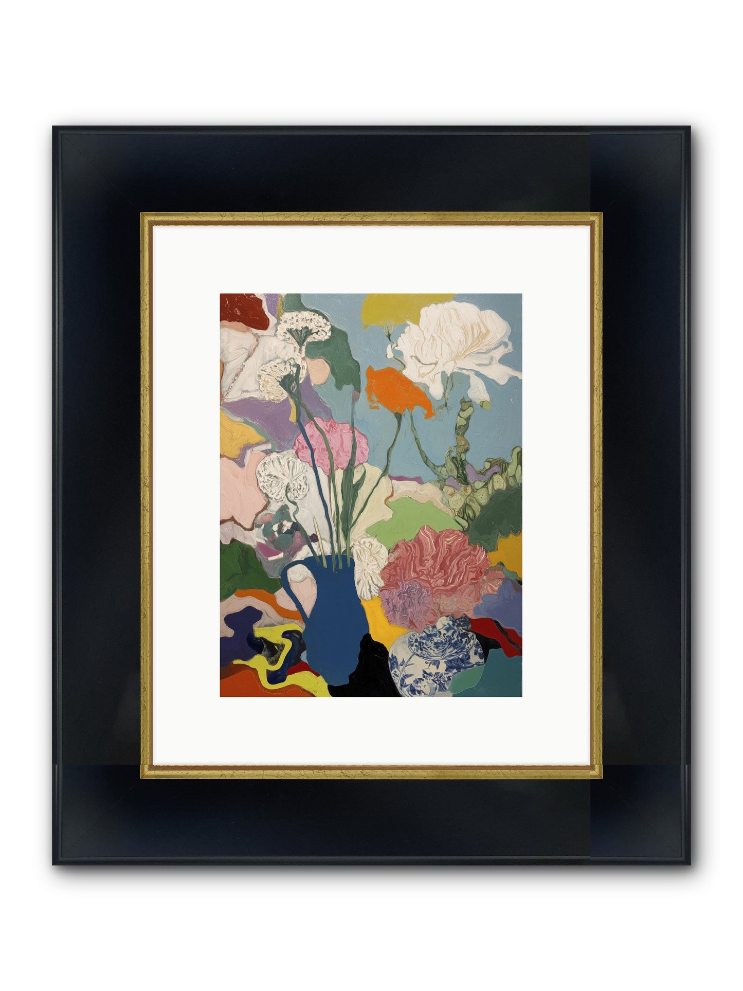 Dancing Petals Framed Print - Wide Black w/Gold 9x12