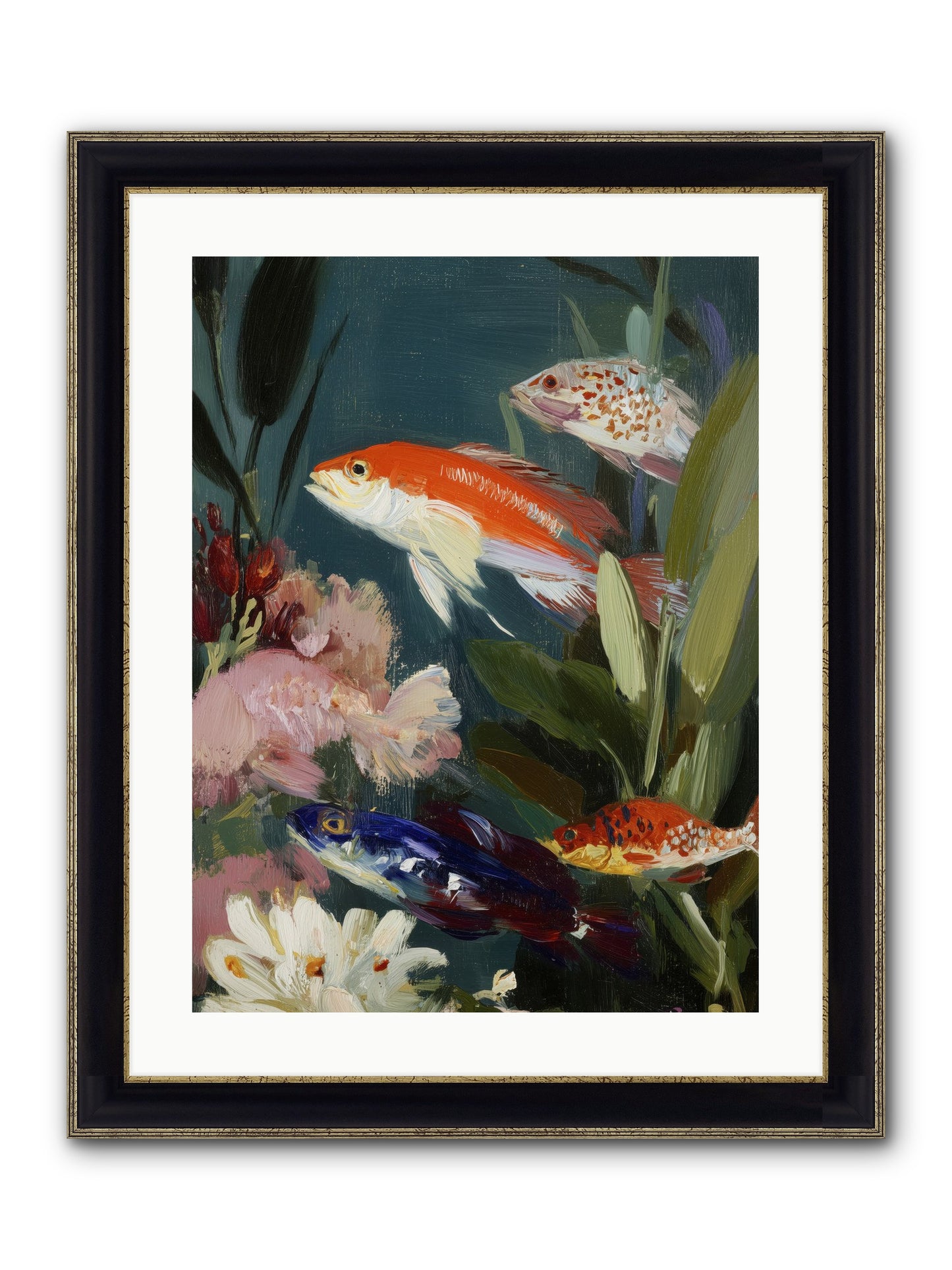 Dancing Through Tide Framed Print - Black & Gold 18x24