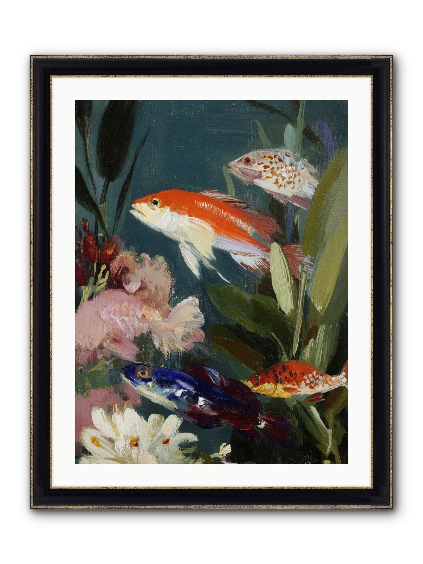 Dancing Through Tide Framed Print - Black & Gold 24x32