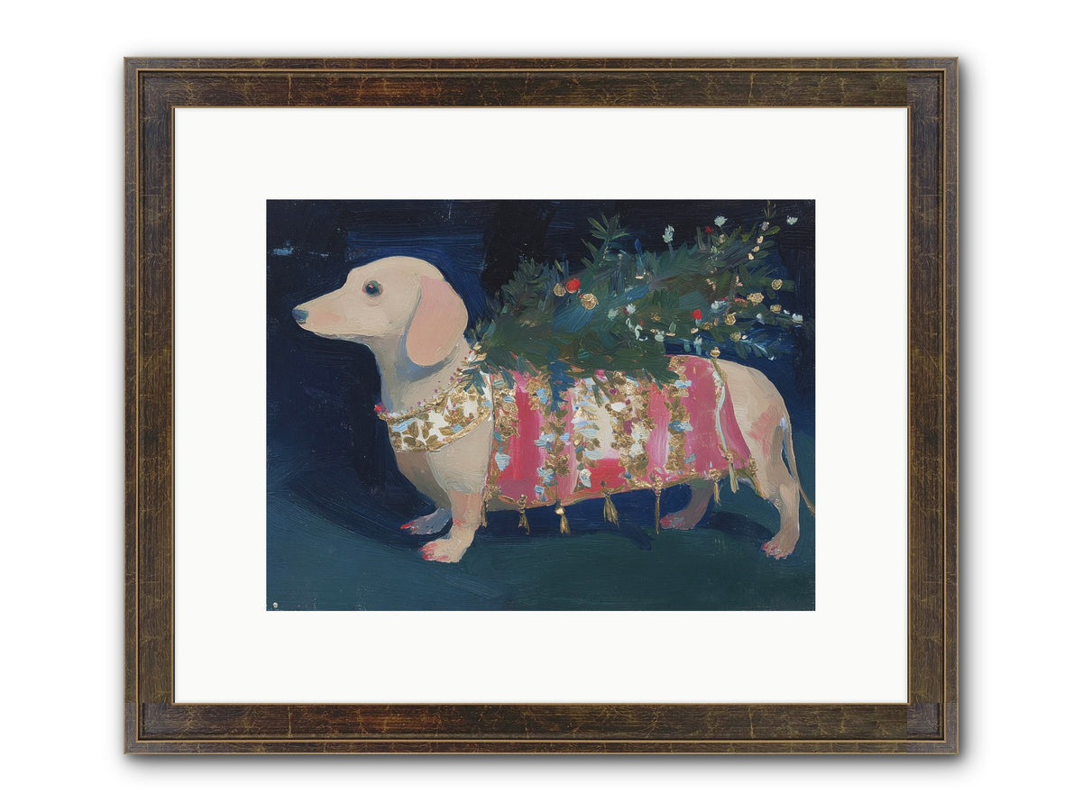 Dapper In December Framed Print - Slimwoods Black/Gold 12x9