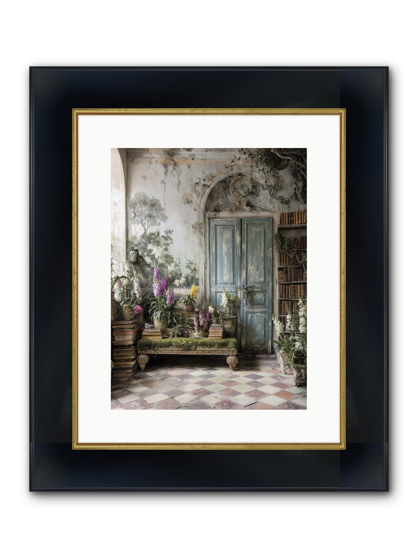 Darcy Framed Print - Wide Black w/Gold 12x16