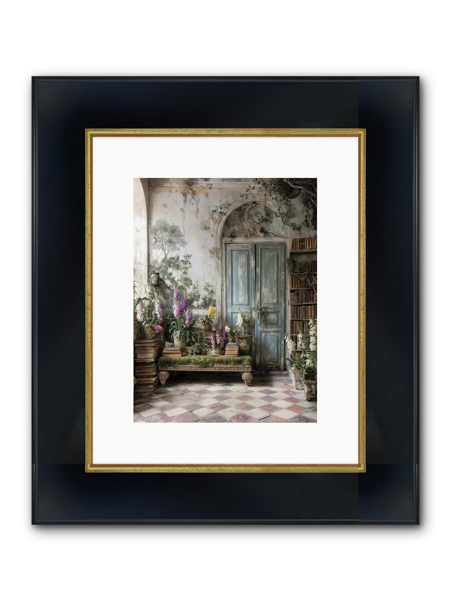 Darcy Framed Print - Wide Black w/Gold 9x12
