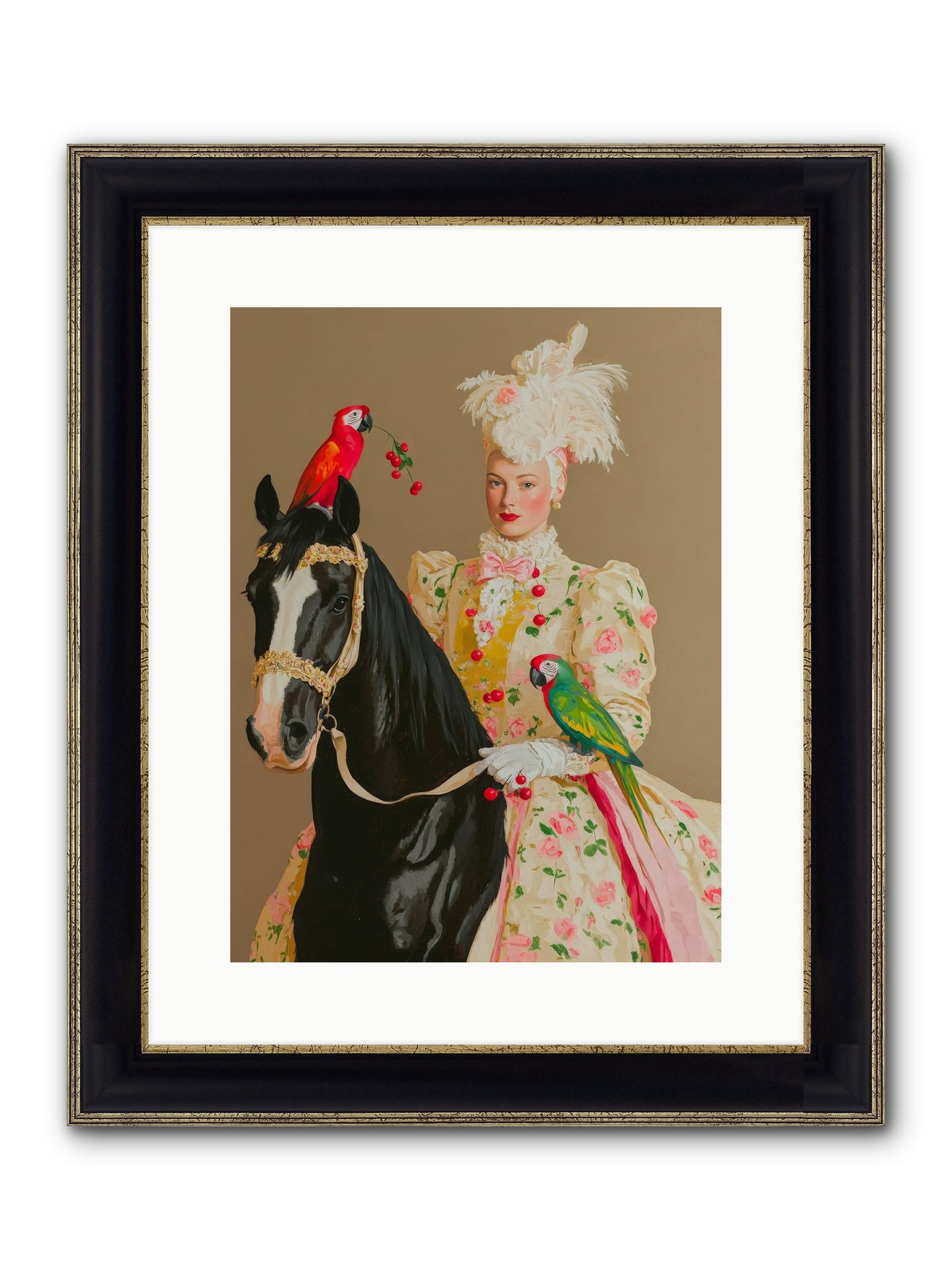 Darjeeling & Dressage Framed Print - Black & Gold 12x16