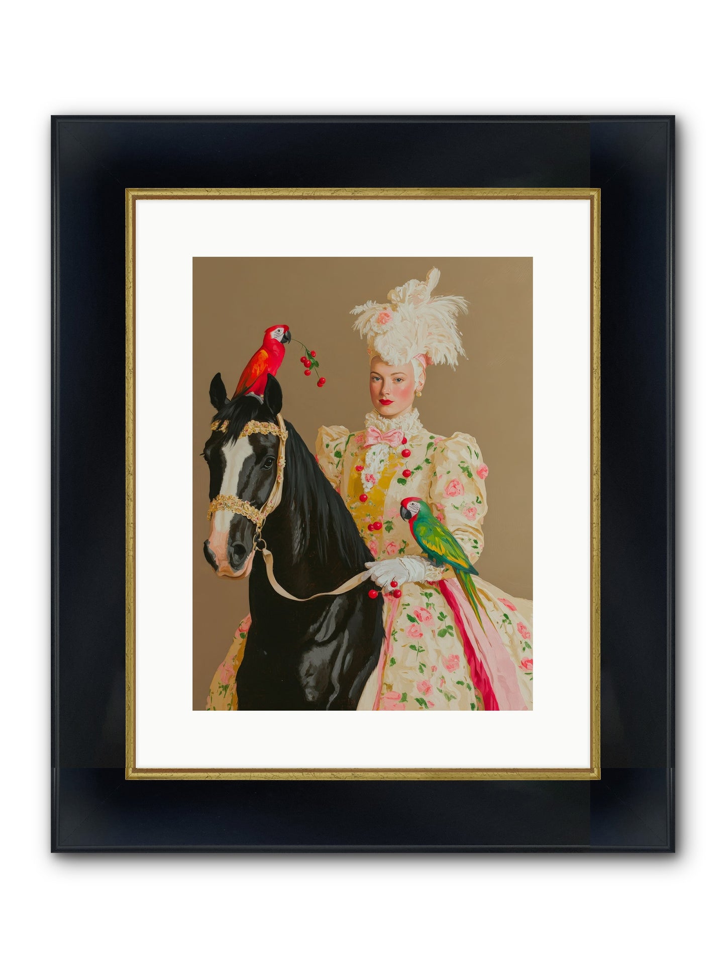 Darjeeling & Dressage Framed Print - Wide Black w/Gold 12x16