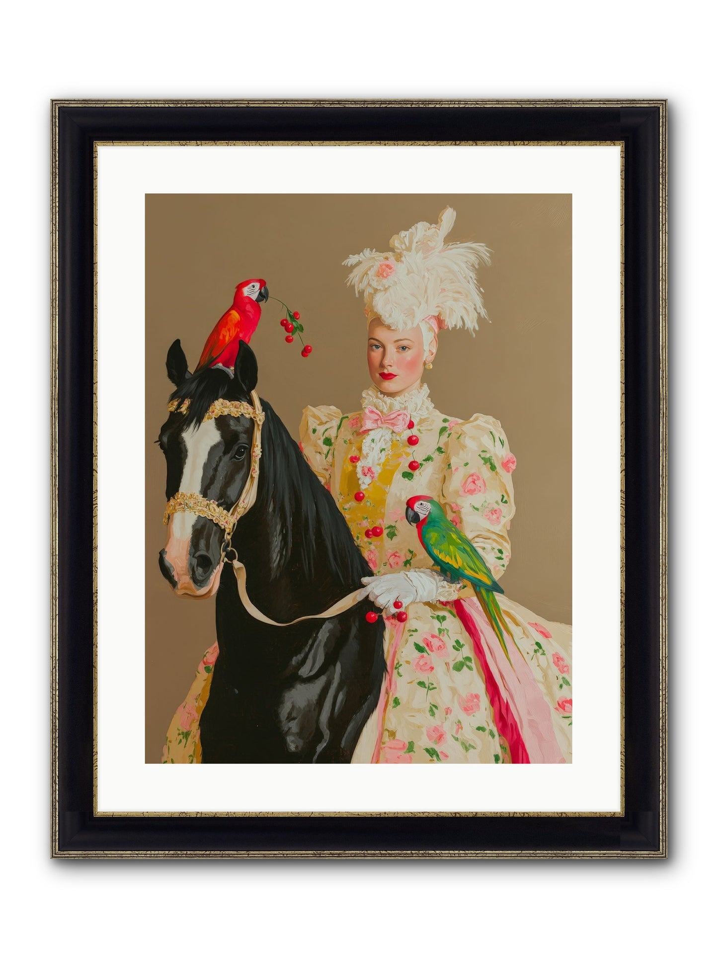 Darjeeling & Dressage Framed Print - Black & Gold 18x24
