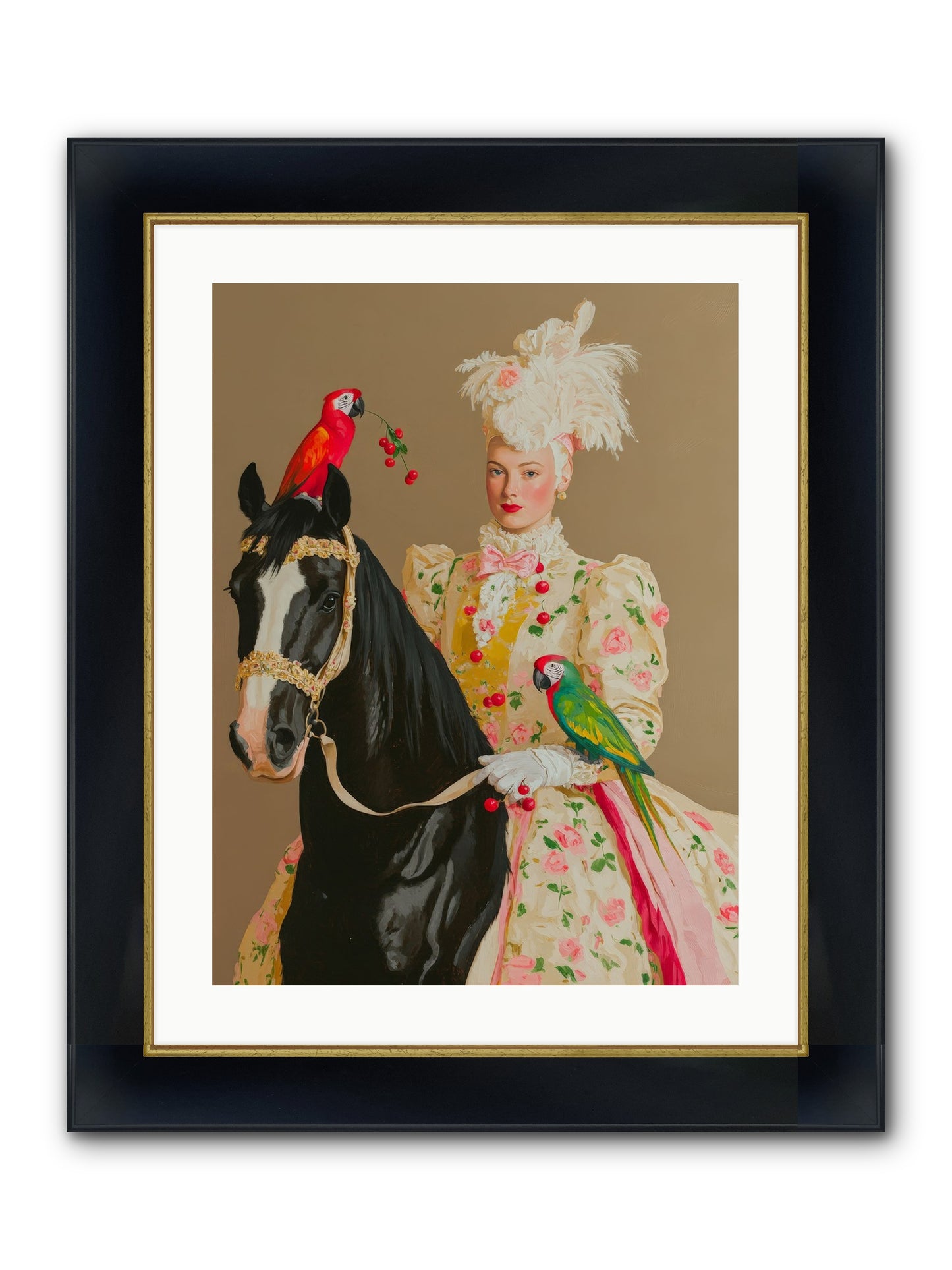 Darjeeling & Dressage Framed Print - Wide Black w/Gold 18x24