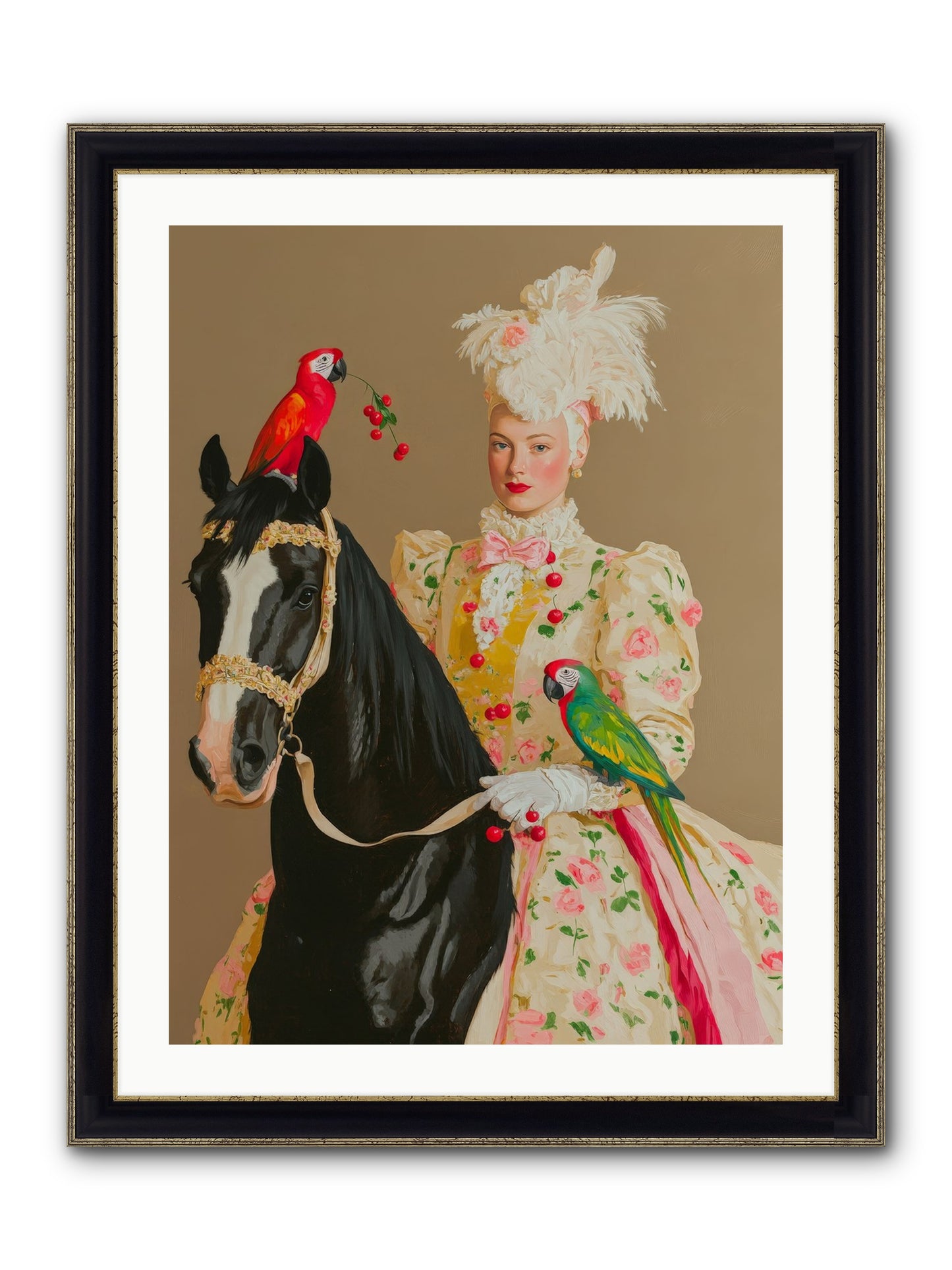 Darjeeling & Dressage Framed Print - Black & Gold 24x32