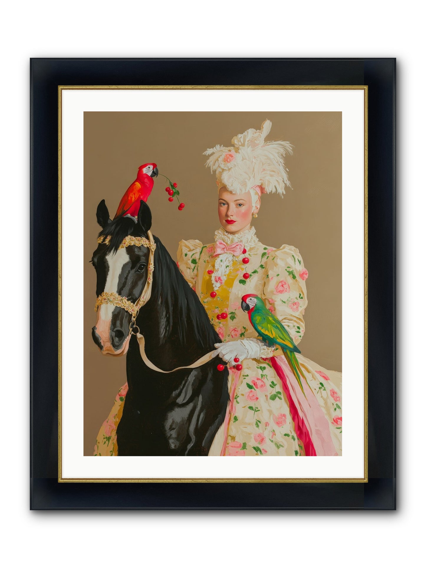 Darjeeling & Dressage Framed Print - Wide Black w/Gold 24x32