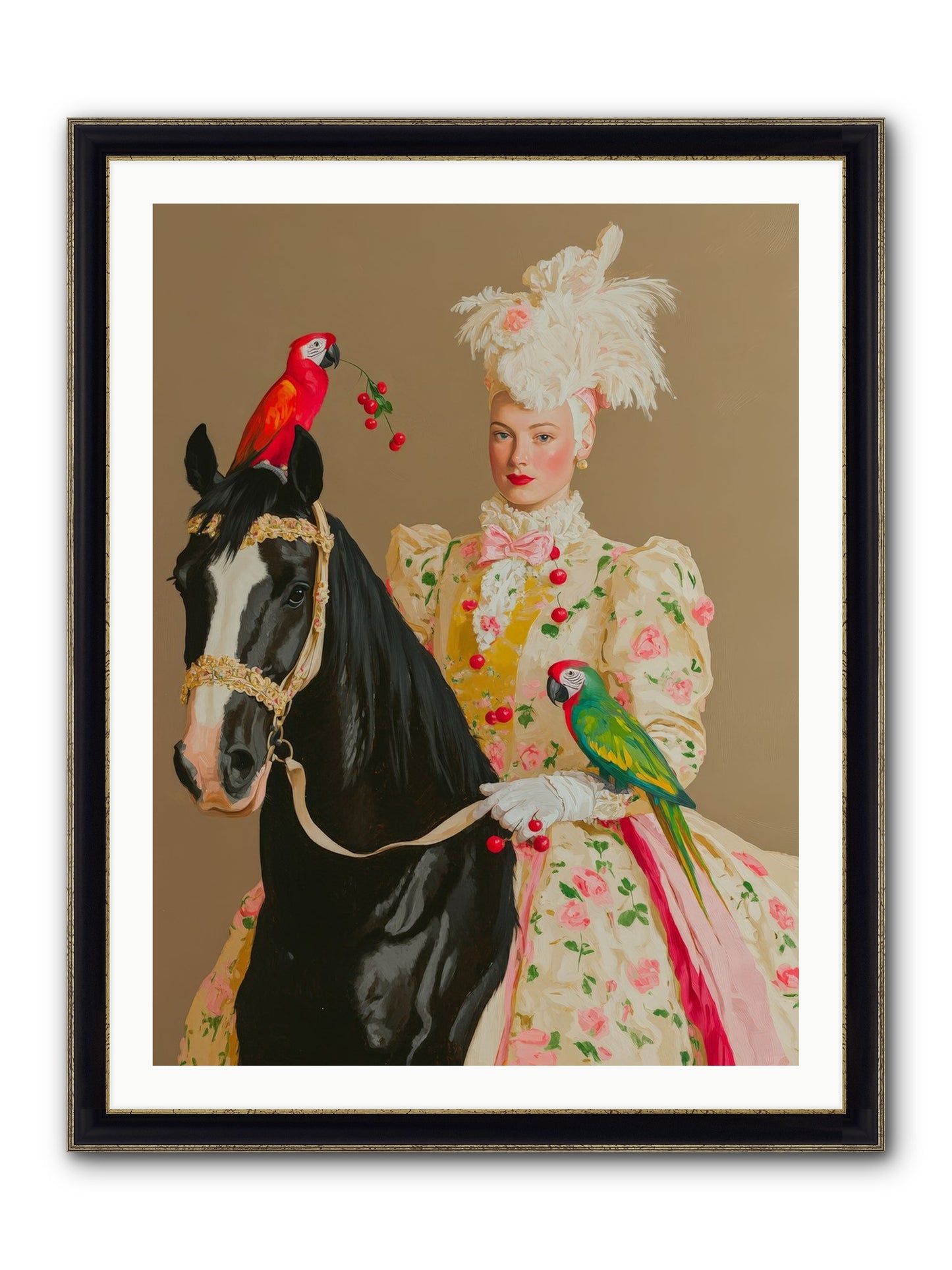 Darjeeling & Dressage Framed Print - Black & Gold 30x40