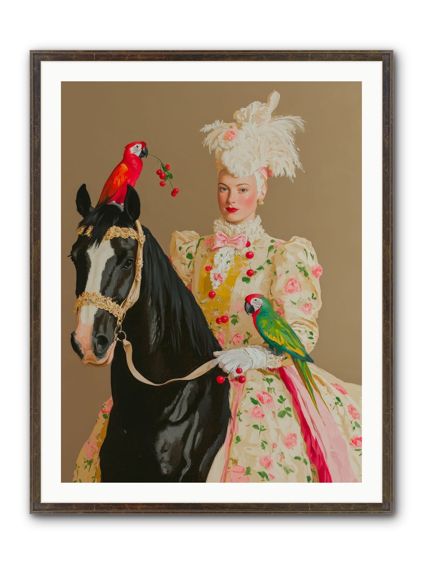 Darjeeling & Dressage Framed Print - Slimwoods Black/Gold 30x40
