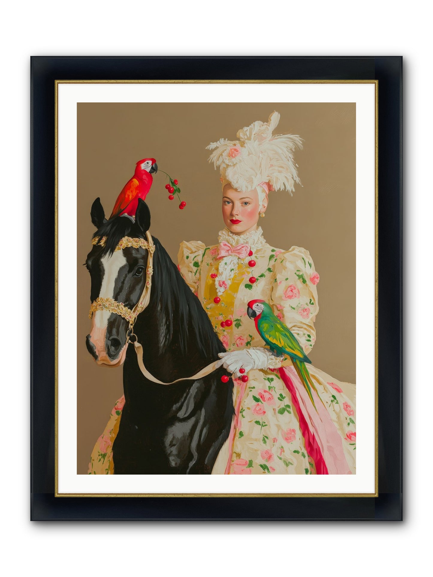 Darjeeling & Dressage Framed Print - Wide Black w/Gold 30x40