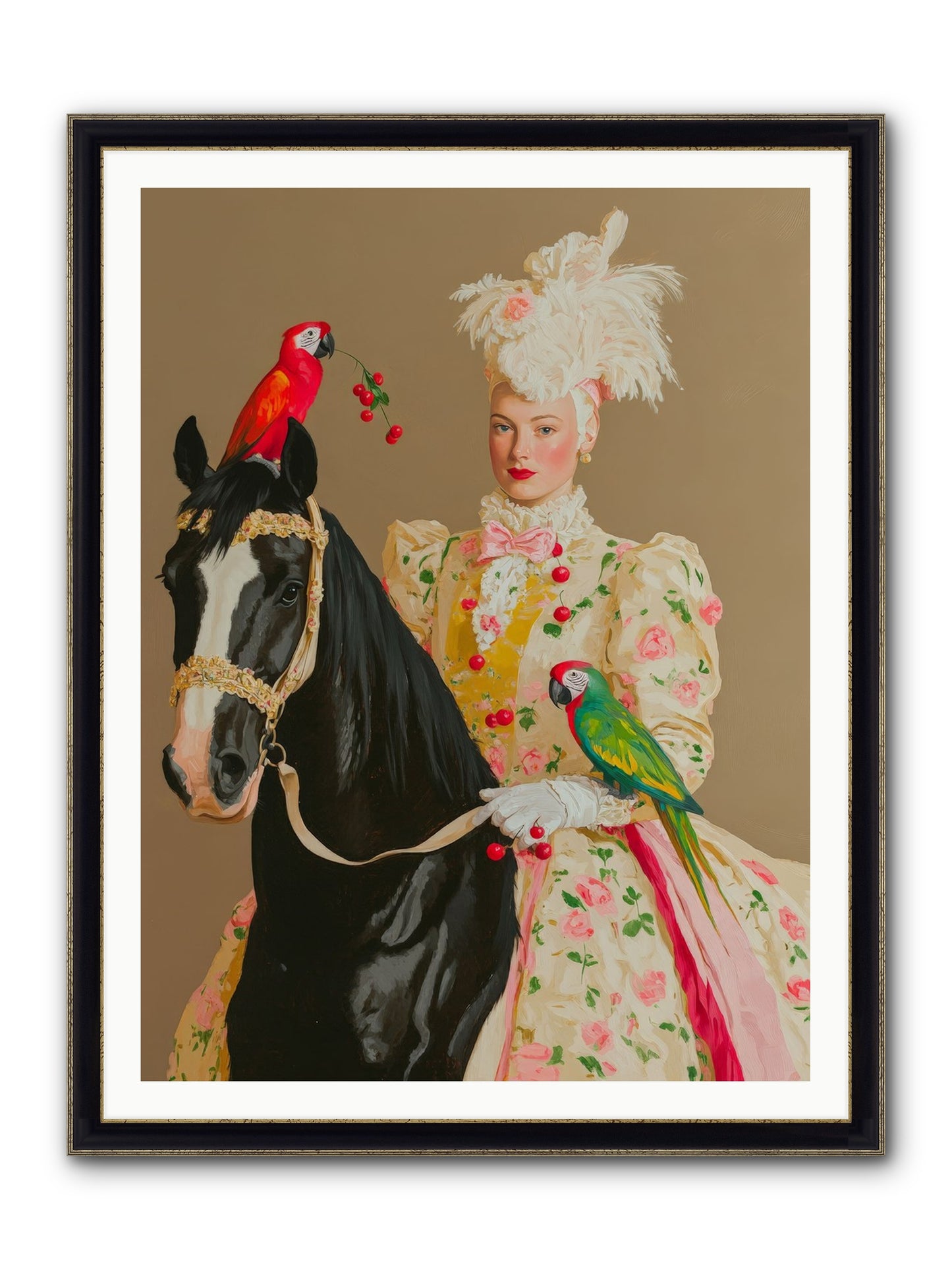 Darjeeling & Dressage Framed Print - Black & Gold 36x48