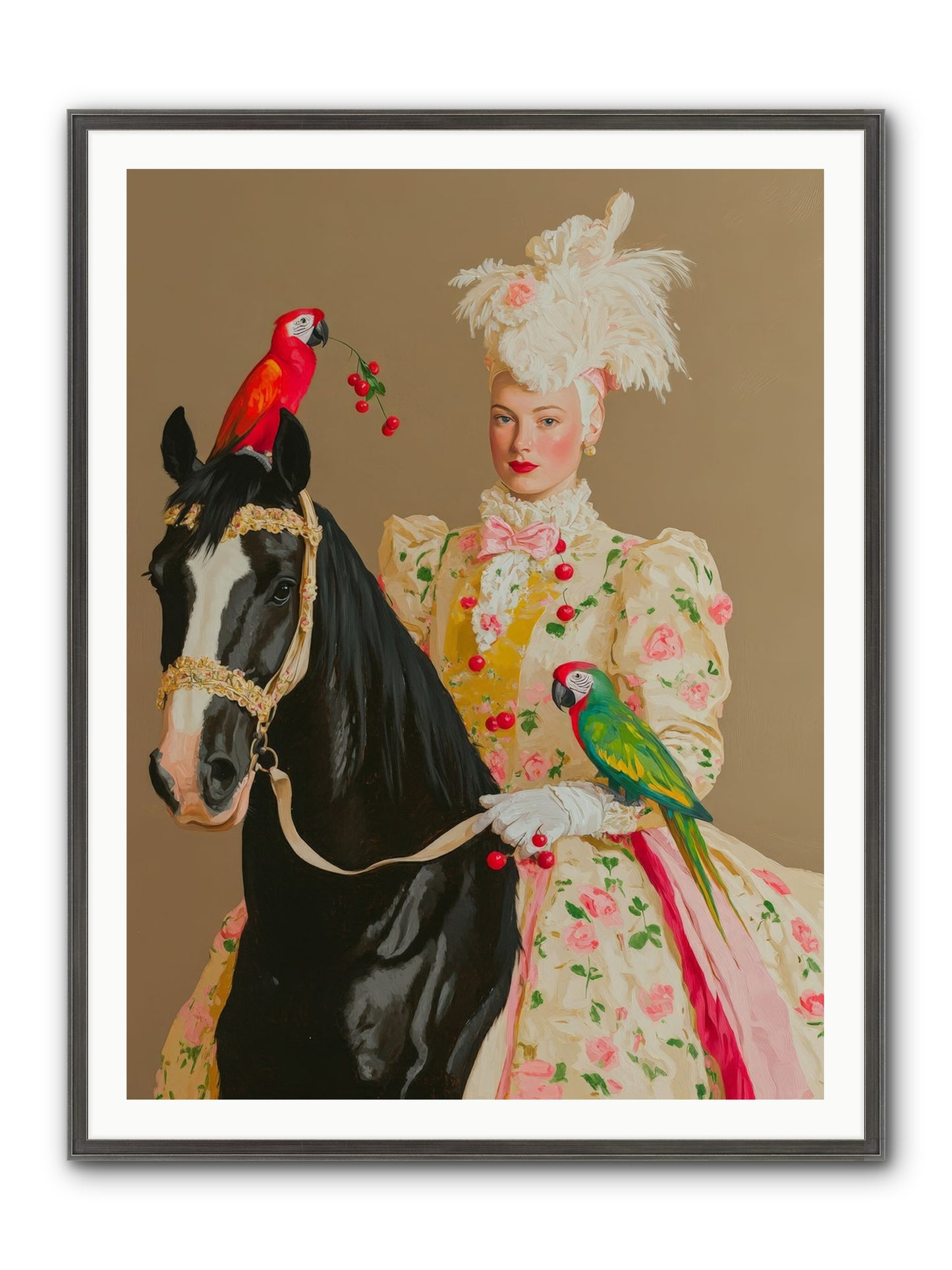 Darjeeling & Dressage Framed Print - Slimwoods Black/Silver 36x48