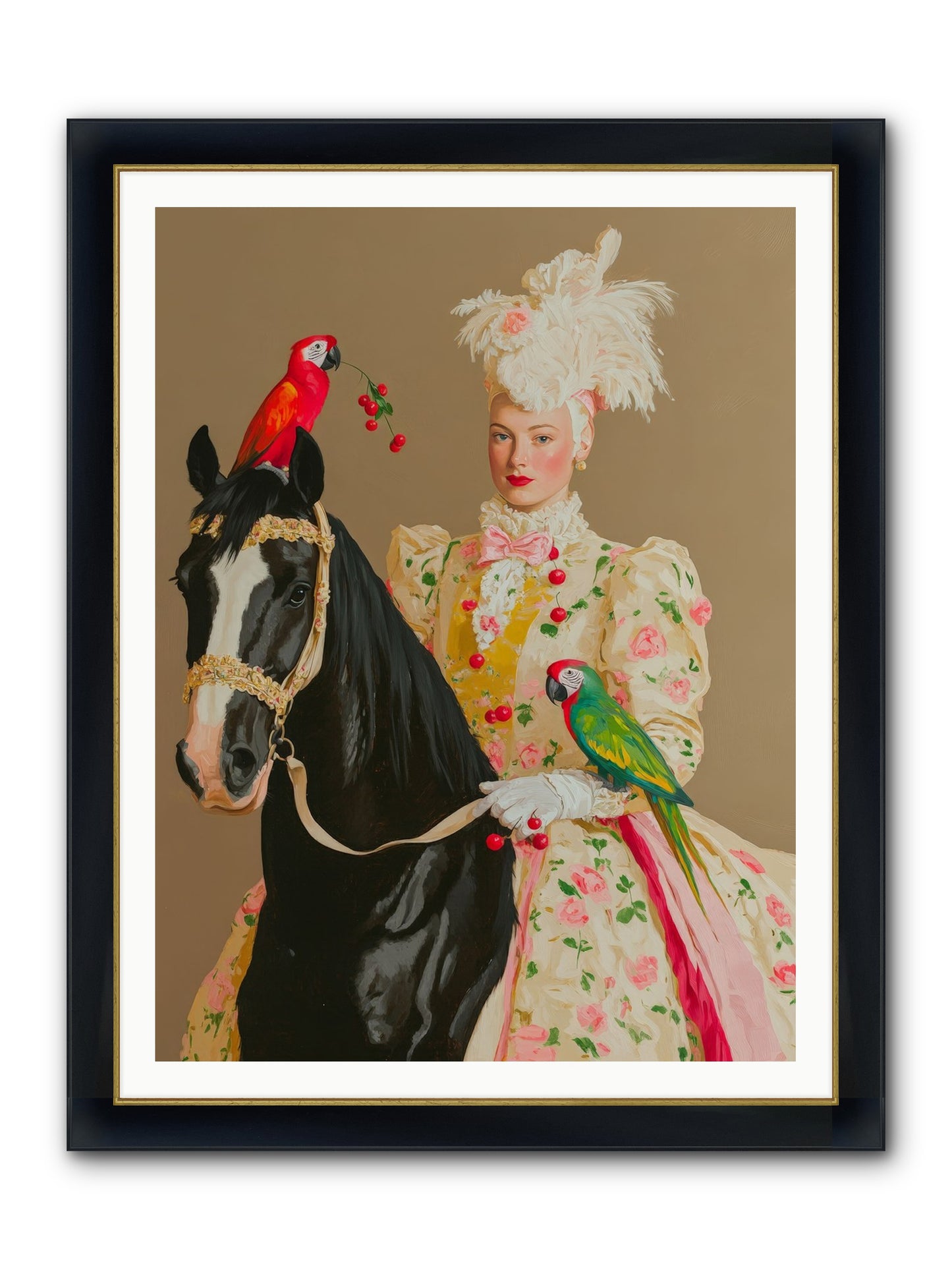 Darjeeling & Dressage Framed Print - Wide Black w/Gold 36x48