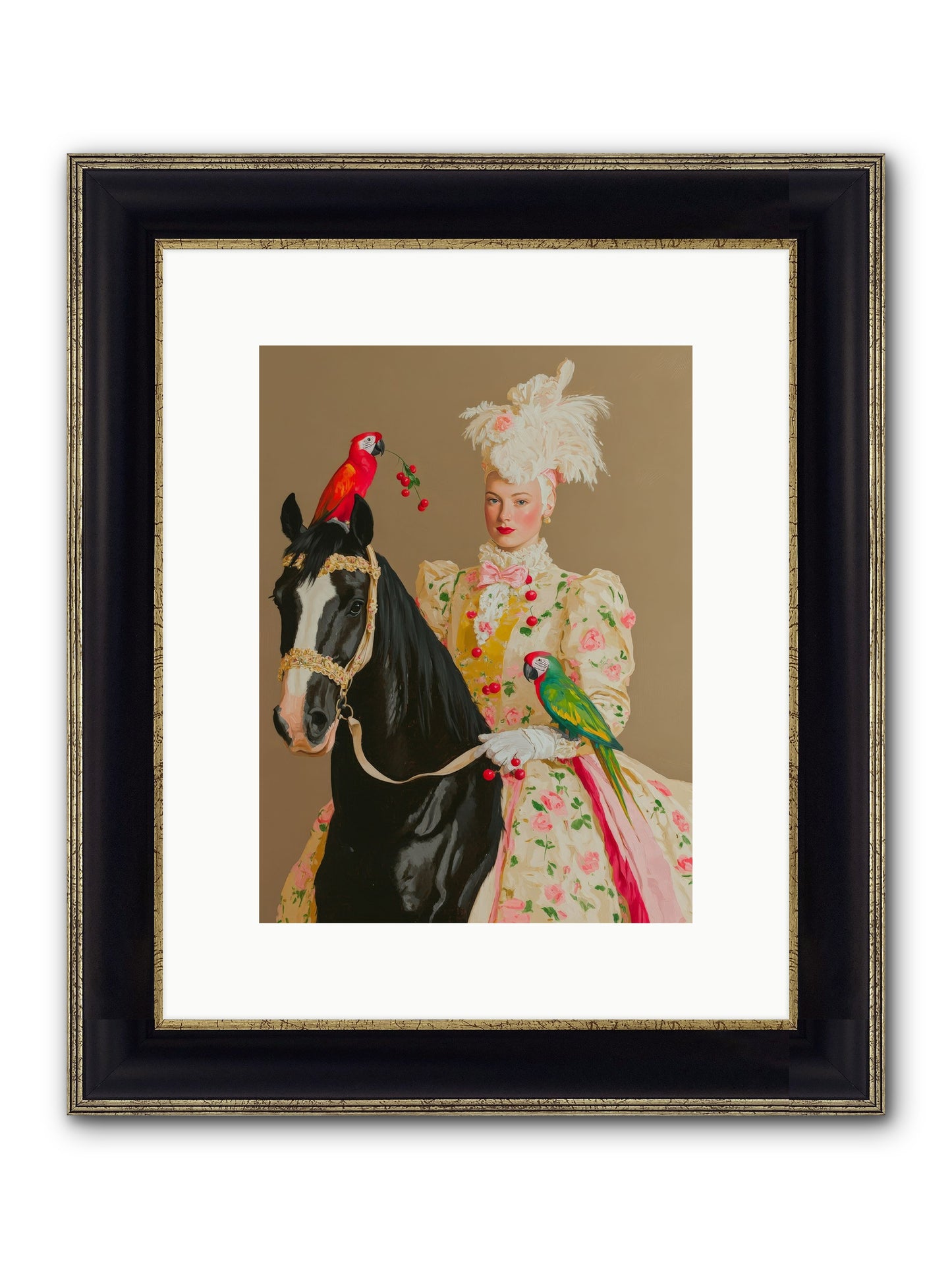 Darjeeling & Dressage Framed Print - Black & Gold 9x12