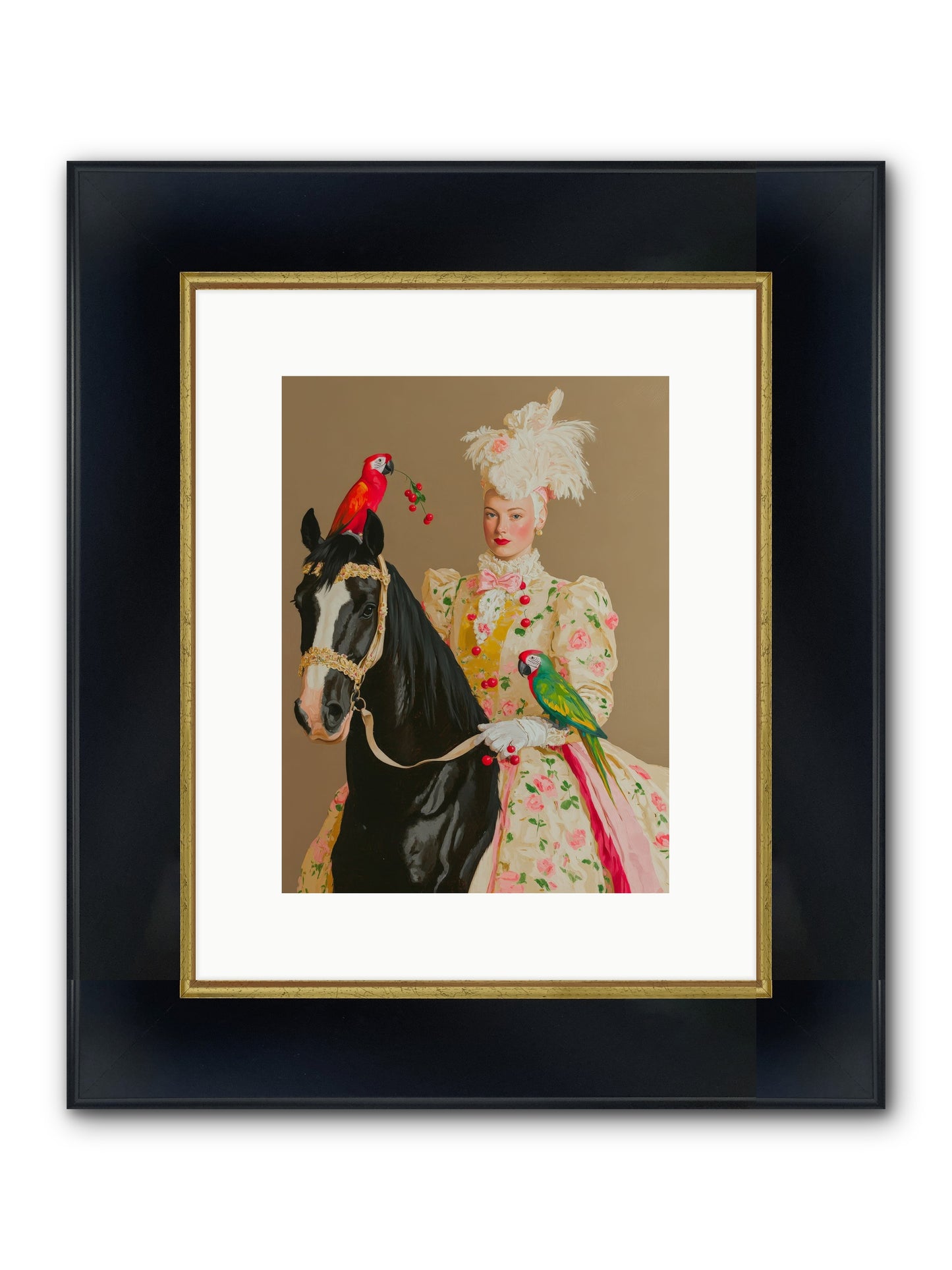 Darjeeling & Dressage Framed Print - Wide Black w/Gold 9x12