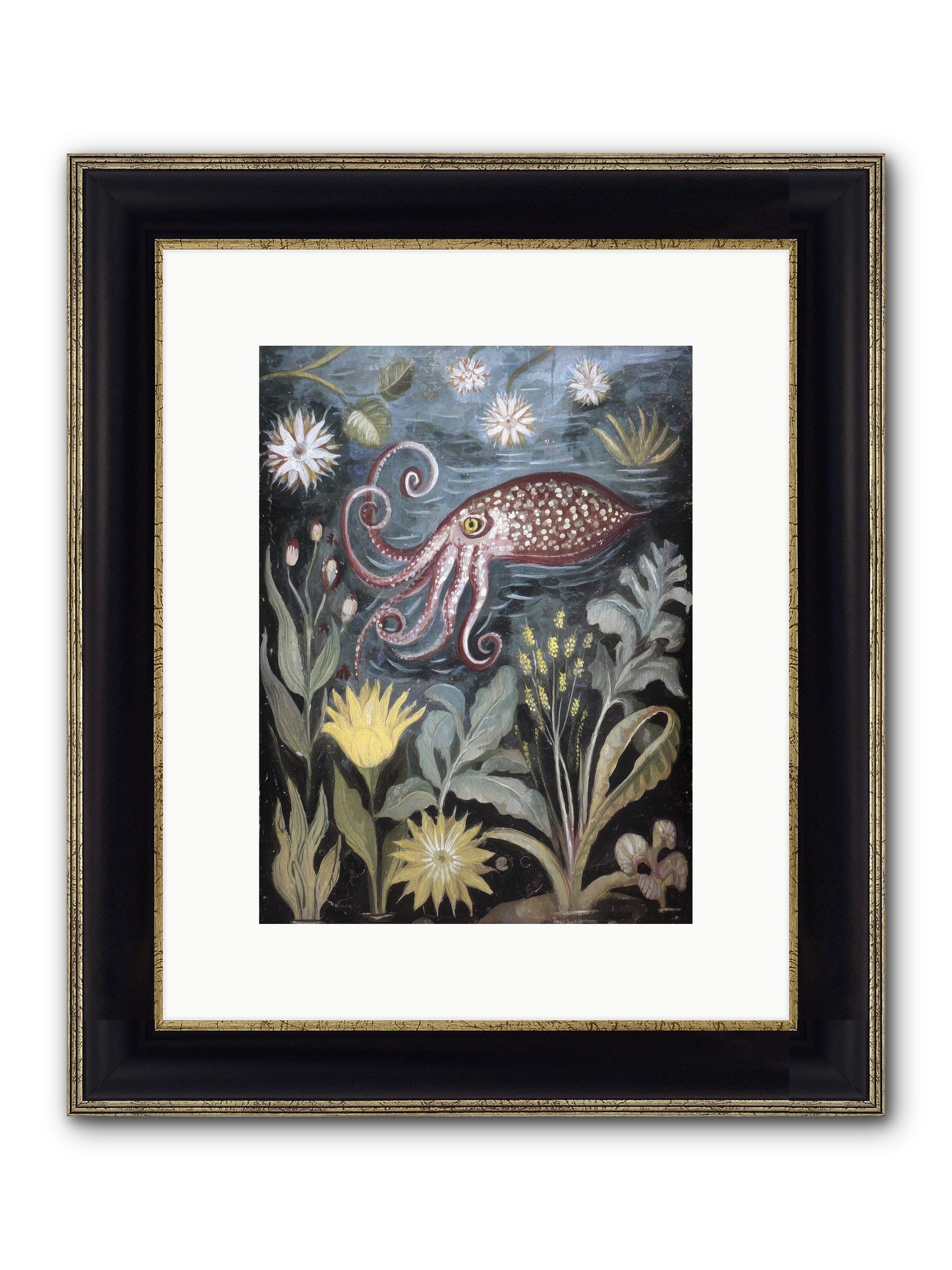 Dark Angel Framed Print - Black & Gold 9x12