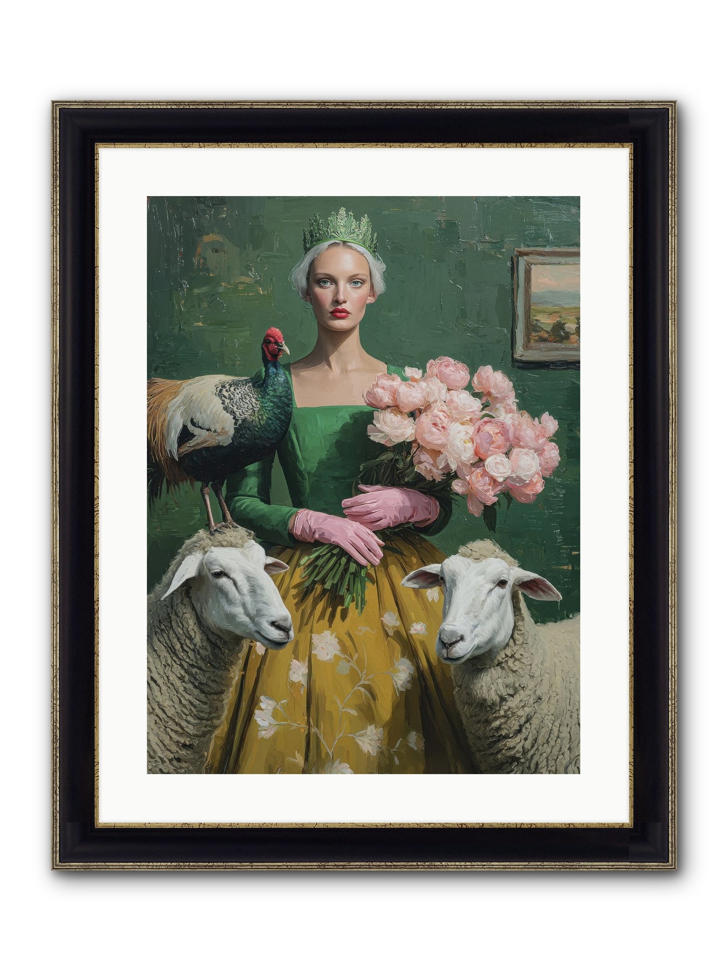 Darling Of The Verdant Hollow Framed Print - Black & Gold 18x24