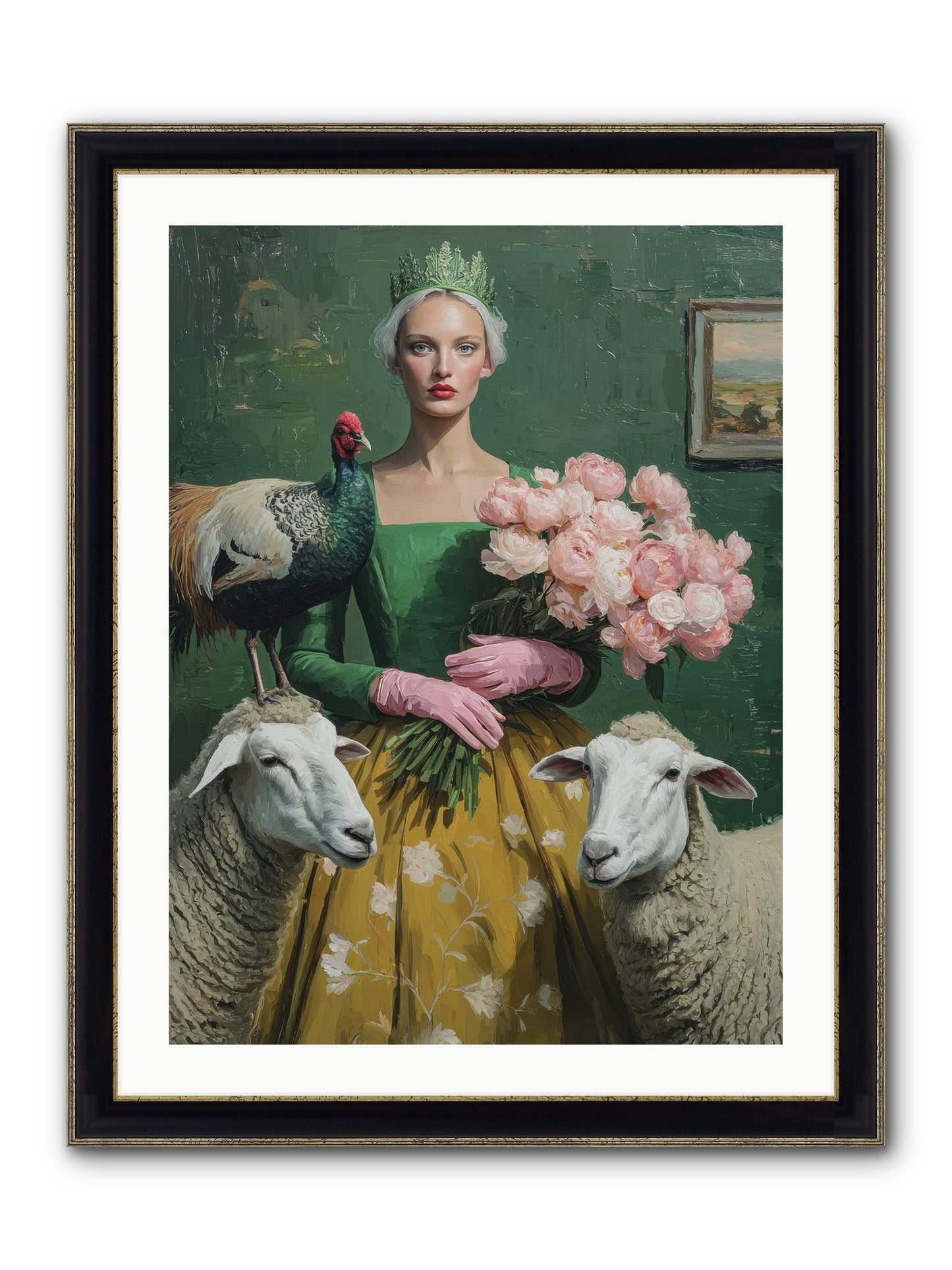 Darling Of The Verdant Hollow Framed Print - Black & Gold 24x32