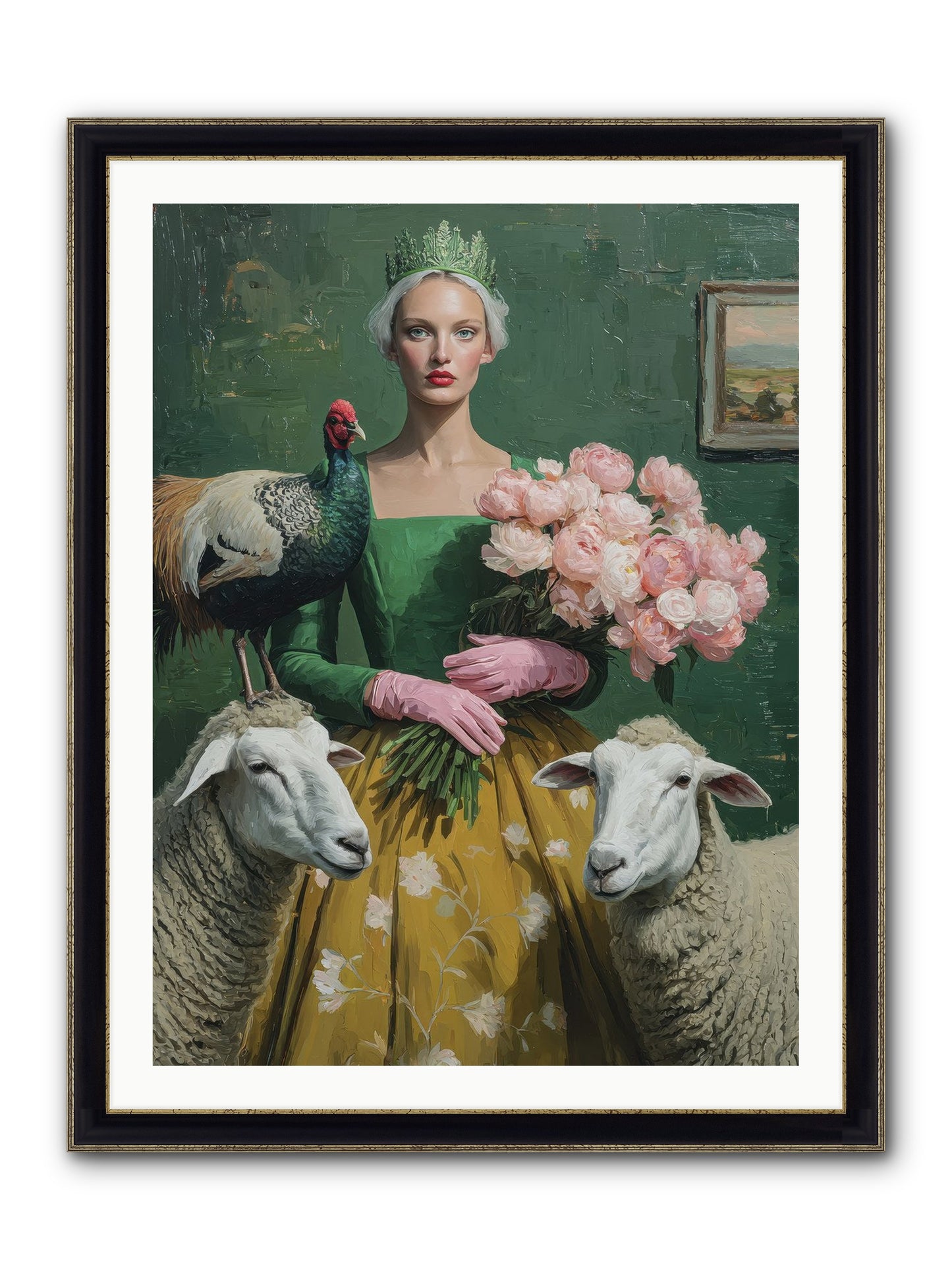 Darling Of The Verdant Hollow Framed Print - Black & Gold 30x40