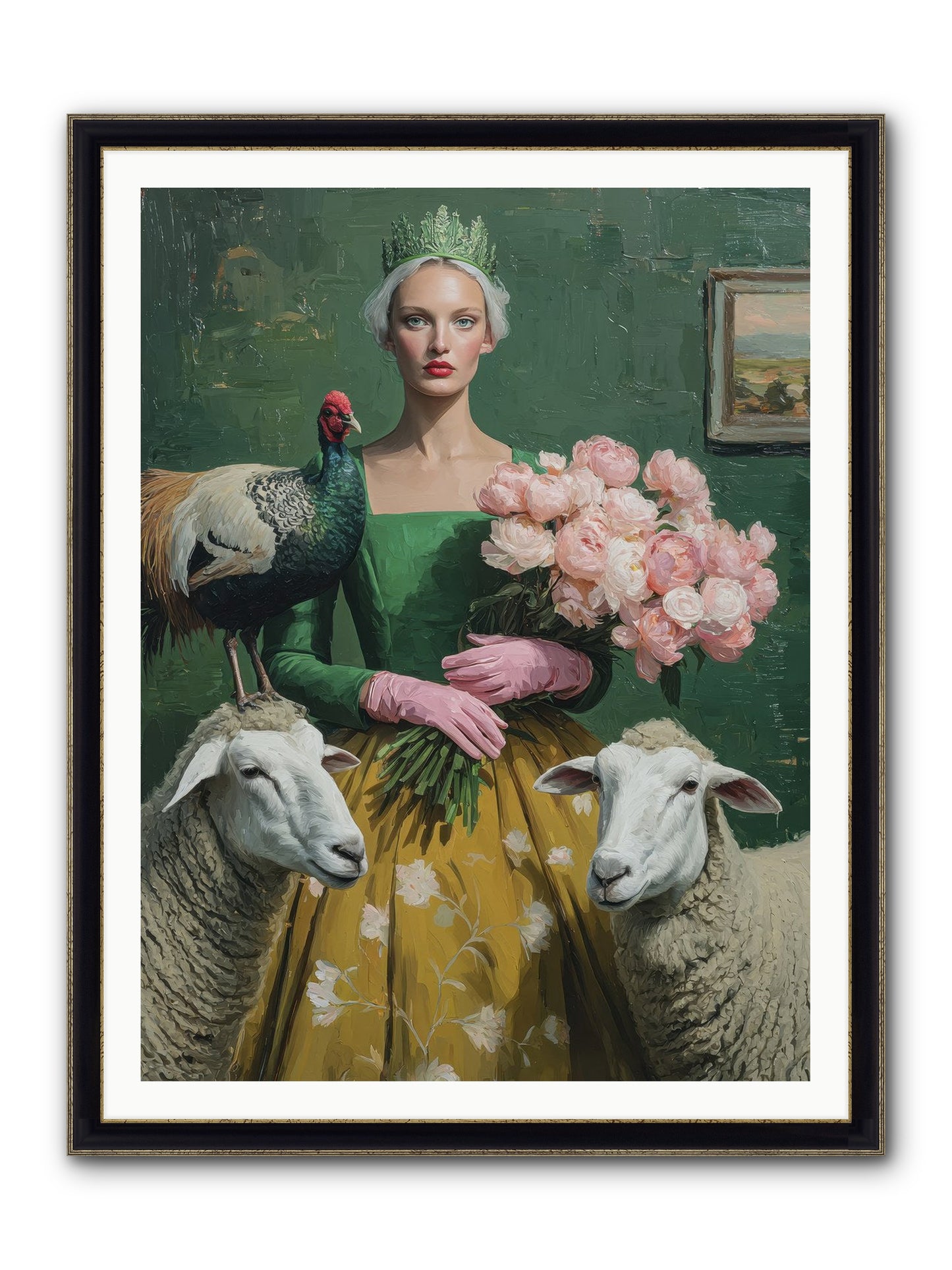 Darling Of The Verdant Hollow Framed Print - Black & Gold 36x48