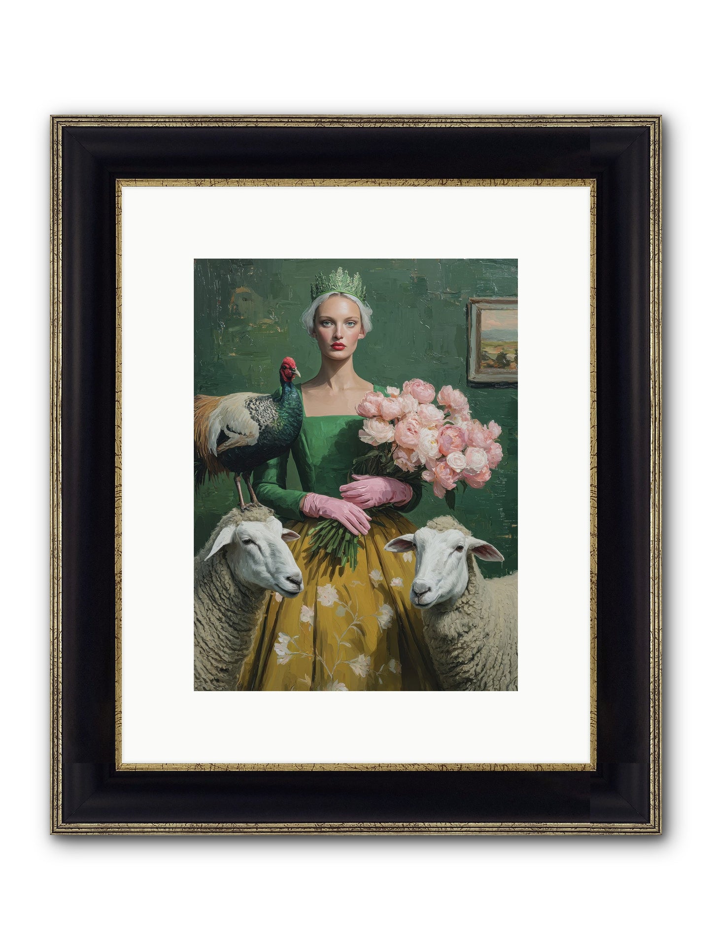 Darling Of The Verdant Hollow Framed Print - Black & Gold 9x12
