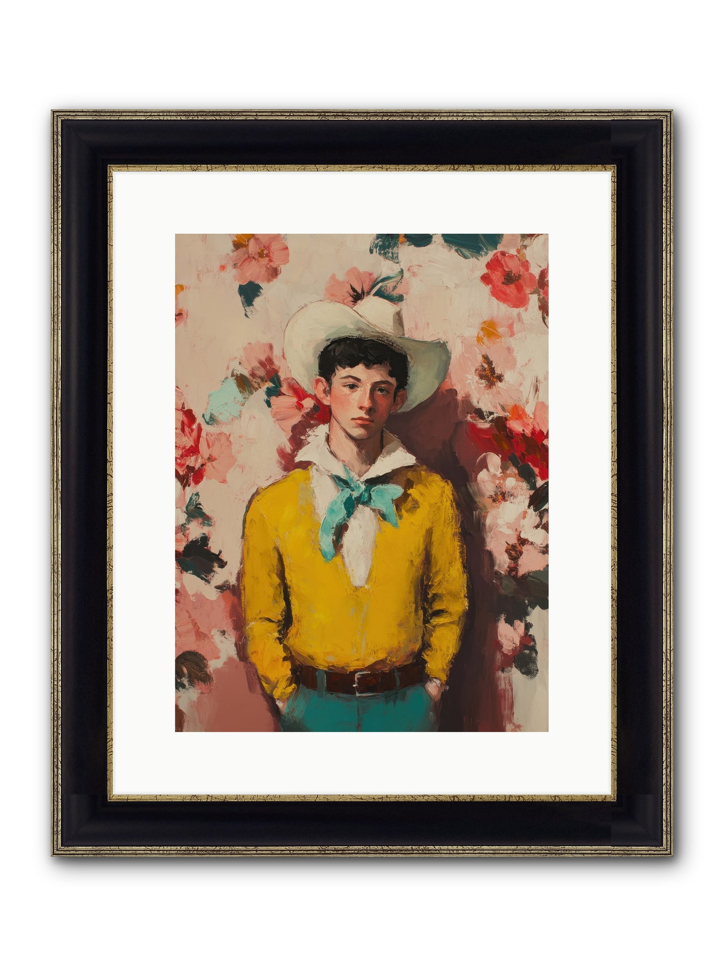 Dashing Vaquero Framed Print - Black & Gold 12x16