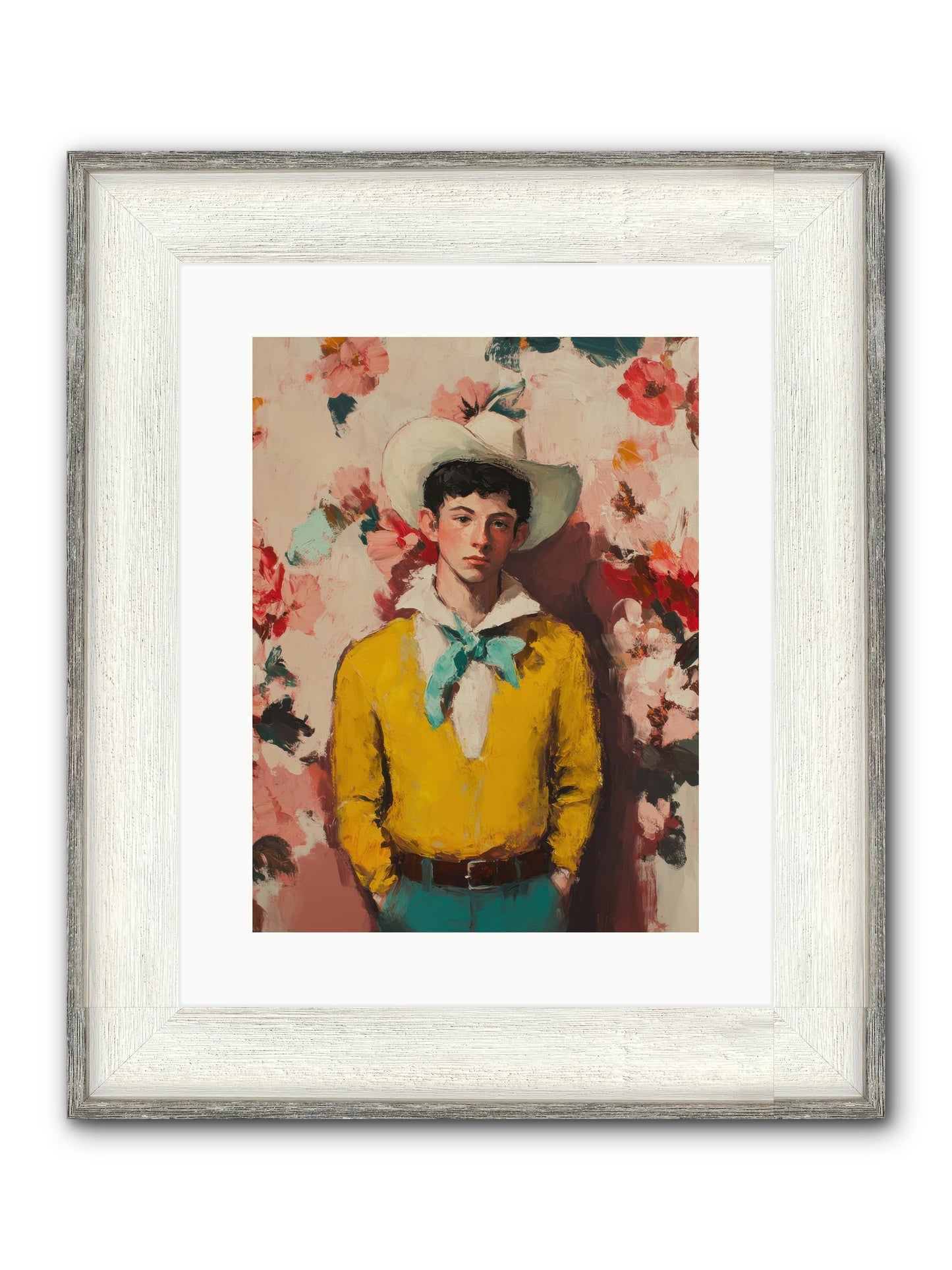 Dashing Vaquero Framed Print - Driftwood White 12x16