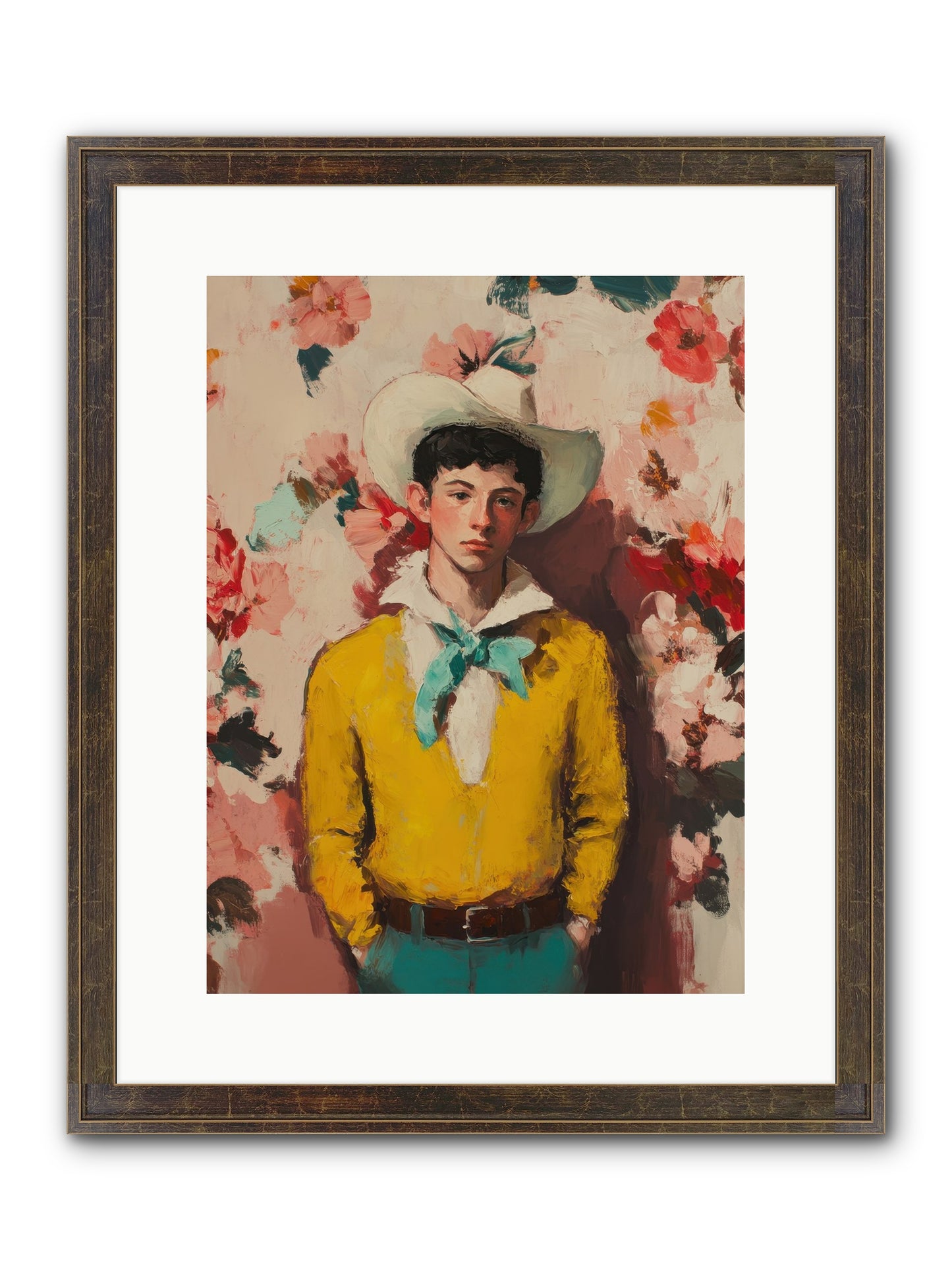 Dashing Vaquero Framed Print - Slimwoods Black/Gold 12x16