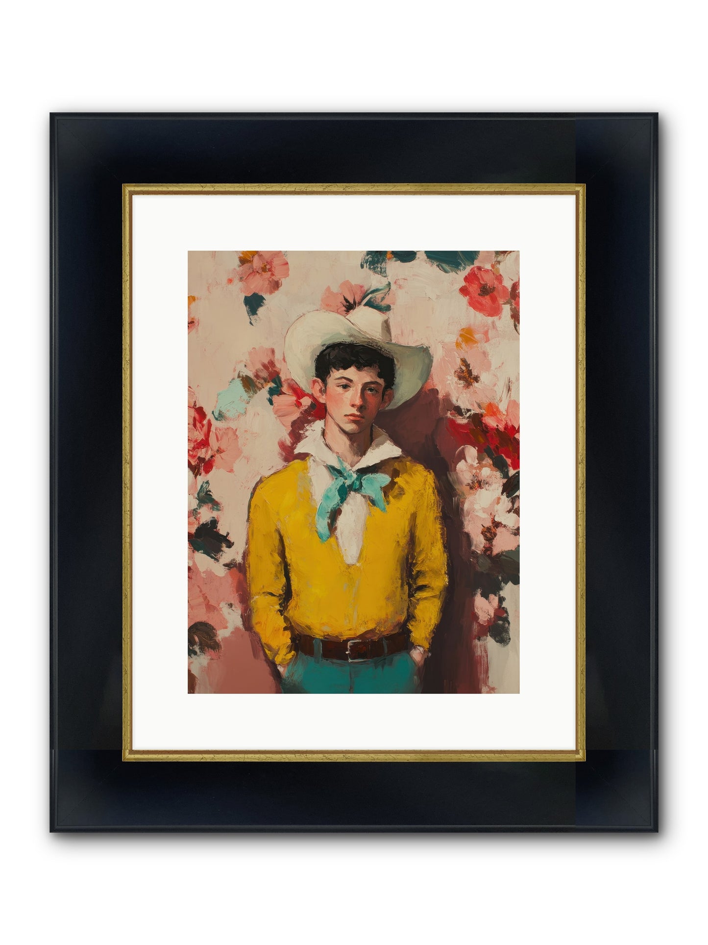 Dashing Vaquero Framed Print - Wide Black w/Gold 12x16