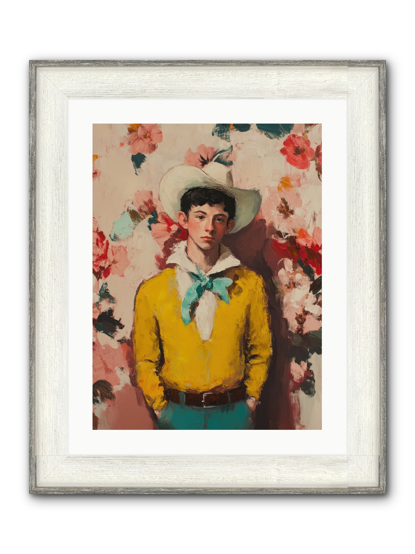 Dashing Vaquero Framed Print - Driftwood White 18x24