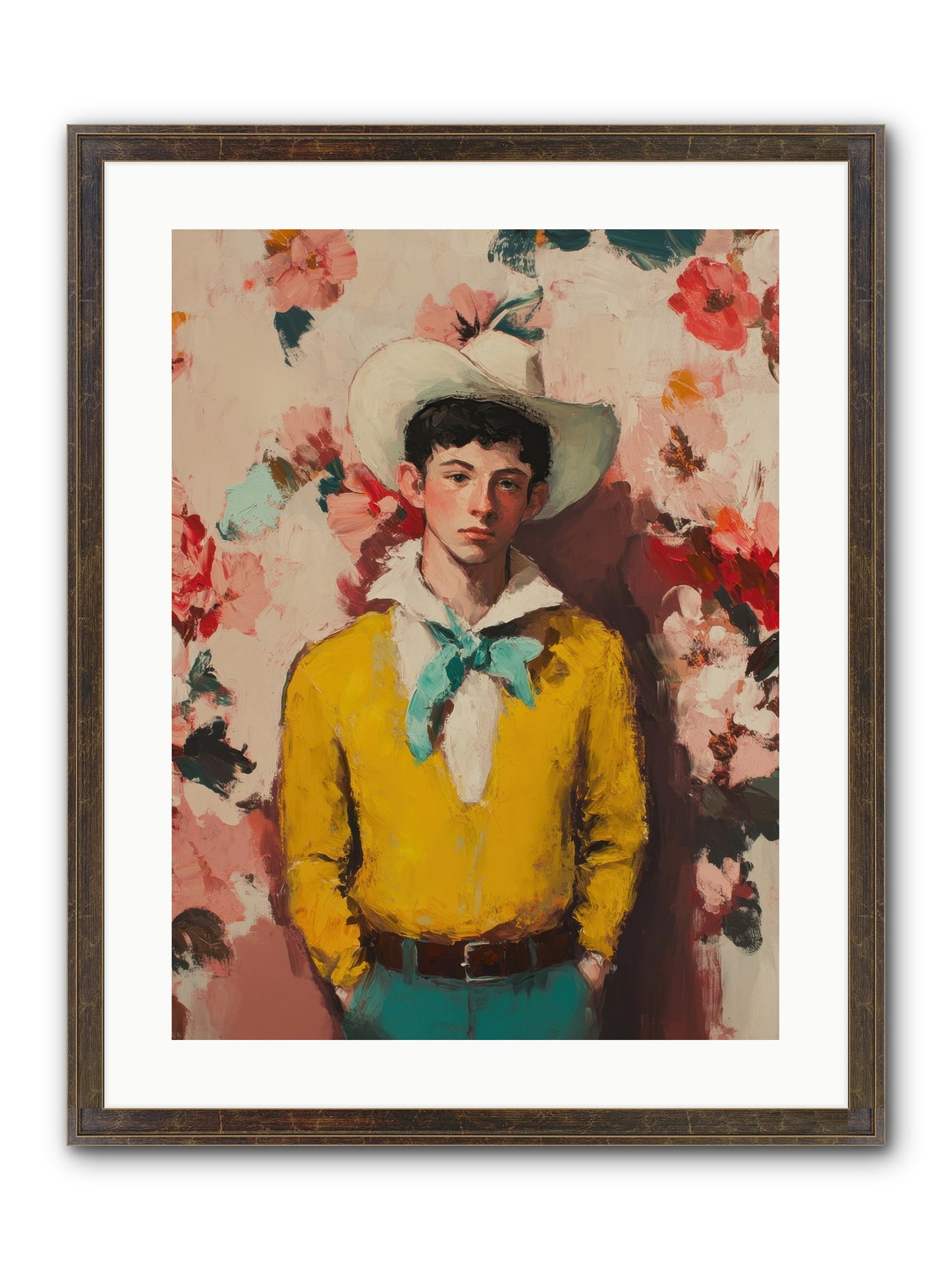 Dashing Vaquero Framed Print - Slimwoods Black/Gold 18x24