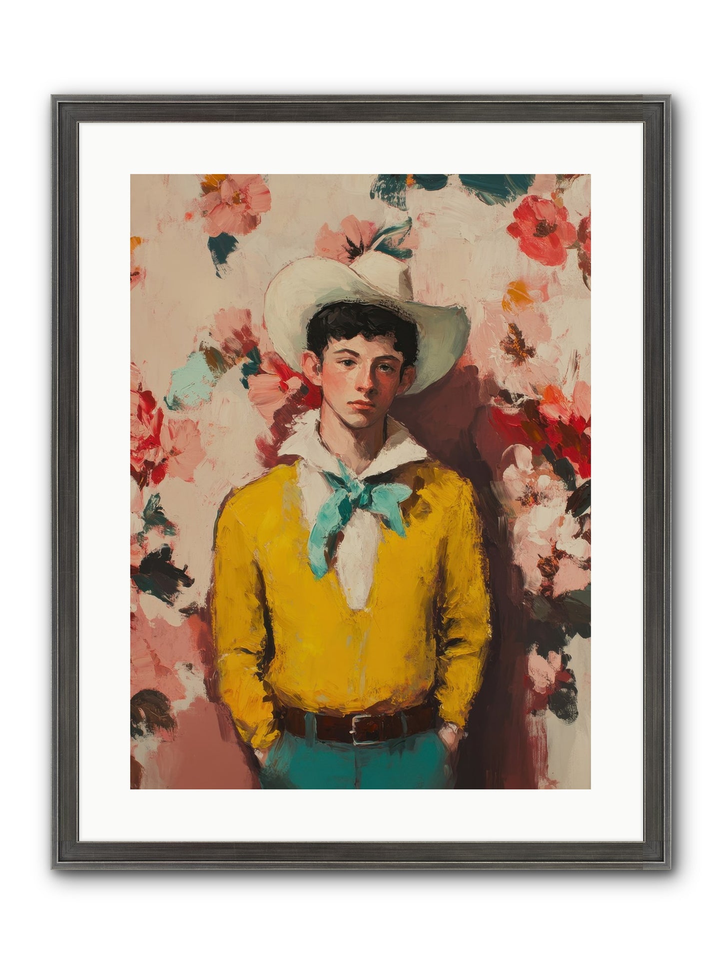 Dashing Vaquero Framed Print - Slimwoods Black/Silver 18x24