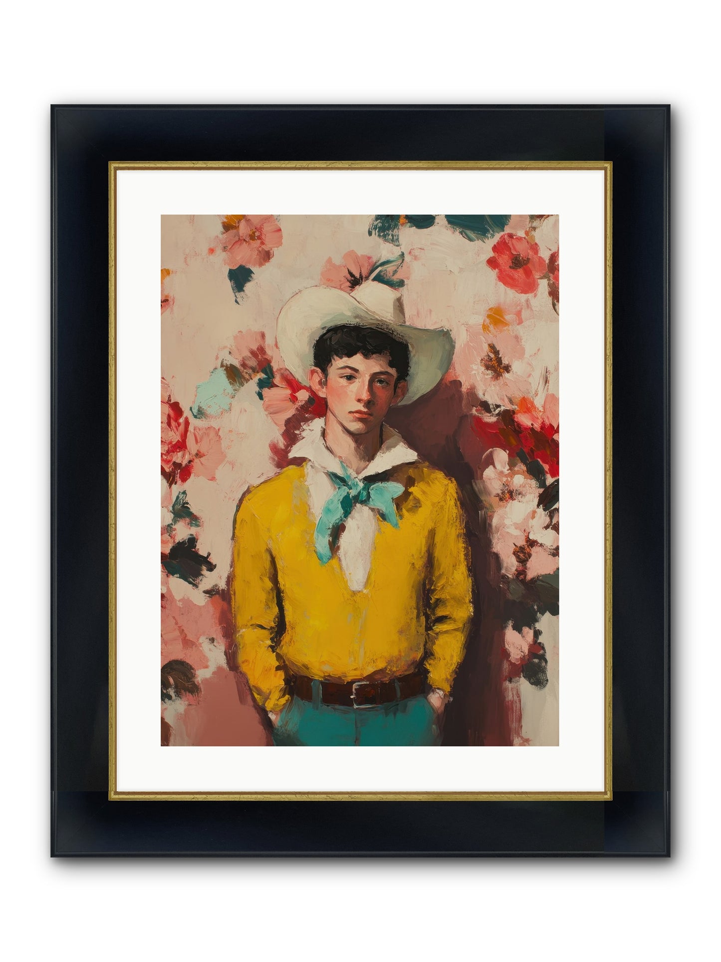 Dashing Vaquero Framed Print - Wide Black w/Gold 18x24