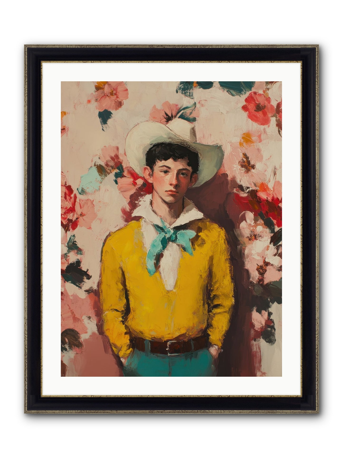 Dashing Vaquero Framed Print - Black & Gold 24x32
