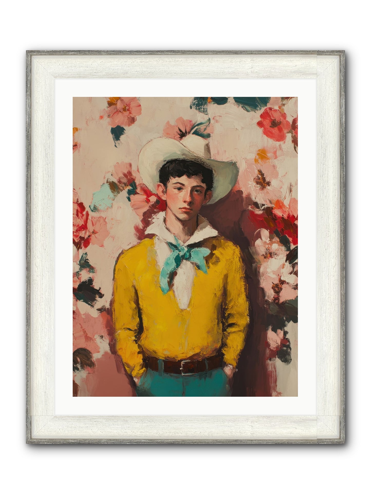Dashing Vaquero Framed Print - Driftwood White 24x32