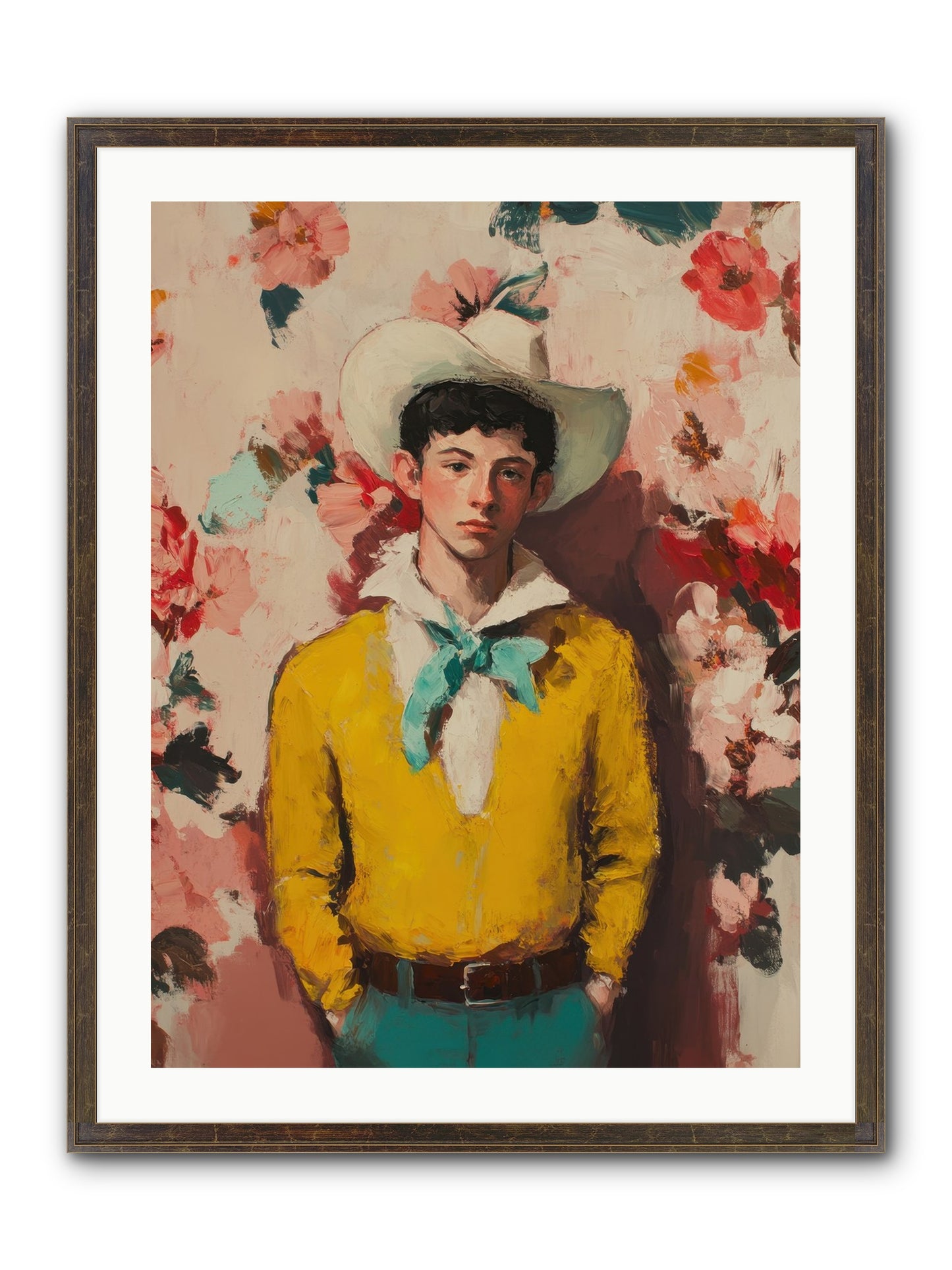 Dashing Vaquero Framed Print - Slimwoods Black/Gold 24x32