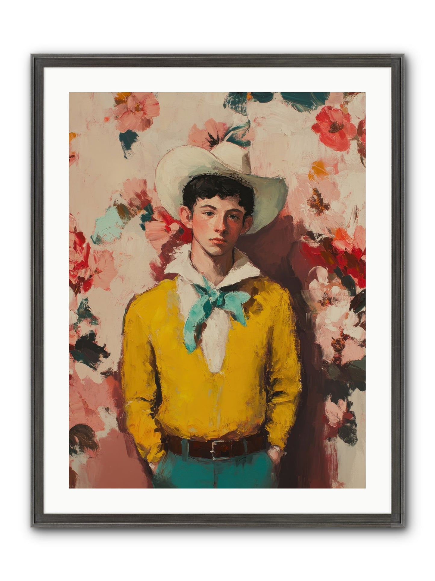 Dashing Vaquero Framed Print - Slimwoods Black/Silver 24x32