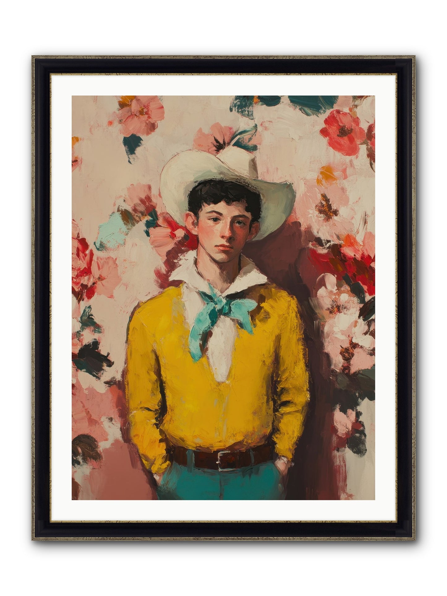 Dashing Vaquero Framed Print - Black & Gold 30x40
