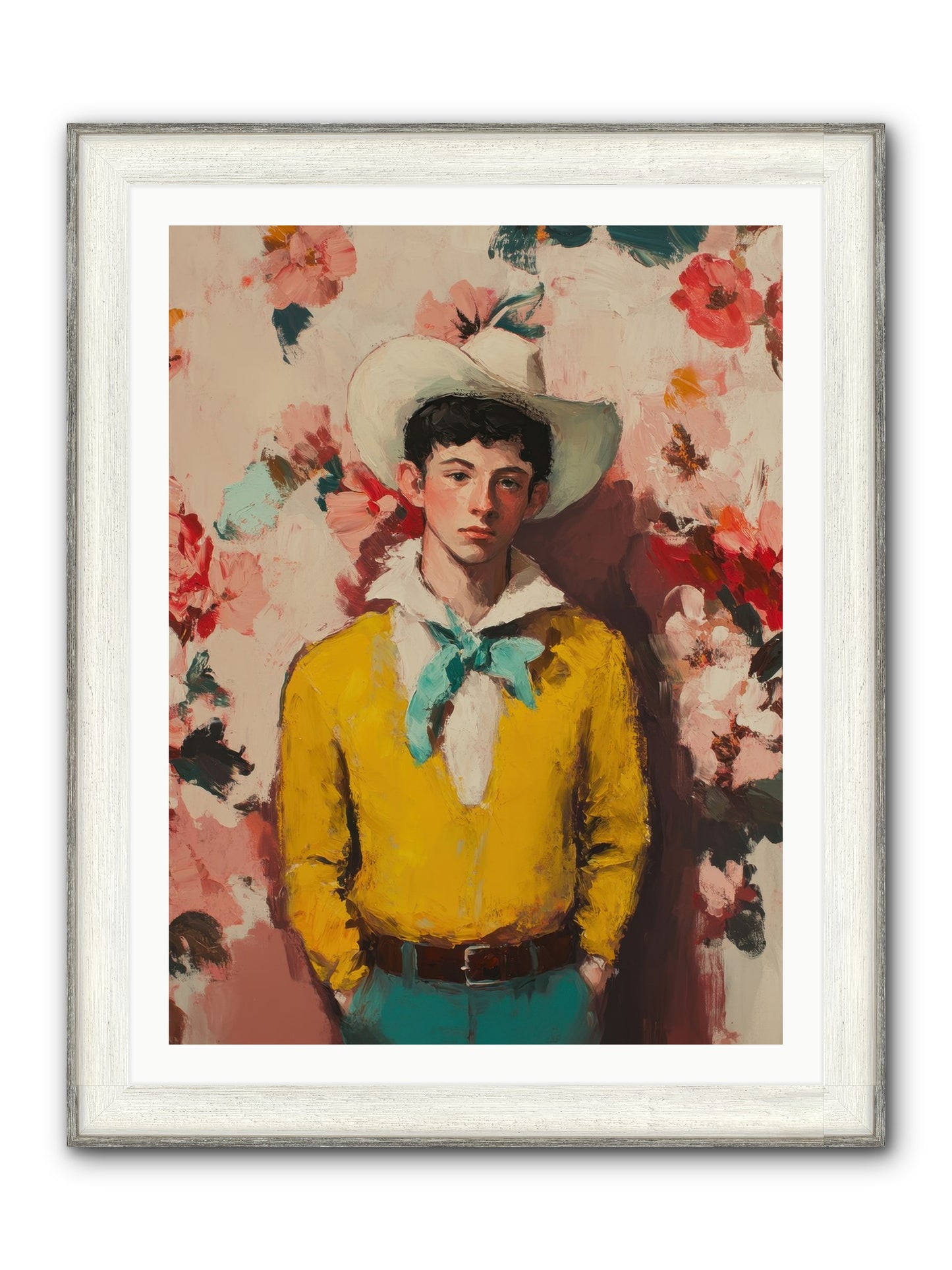Dashing Vaquero Framed Print - Driftwood White 30x40
