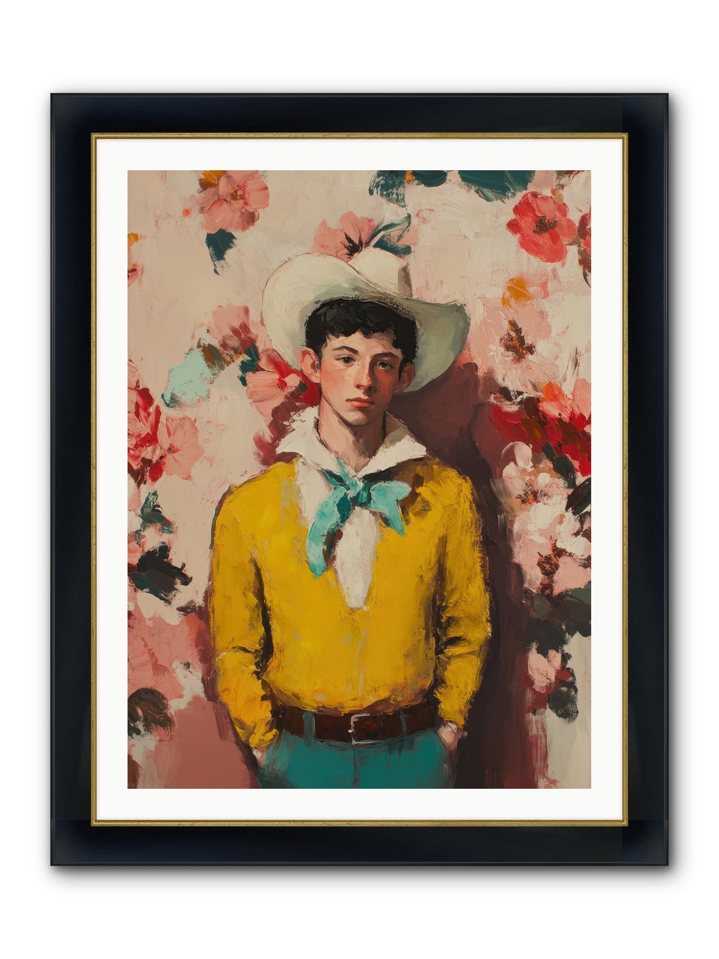 Dashing Vaquero Framed Print - Wide Black w/Gold 30x40