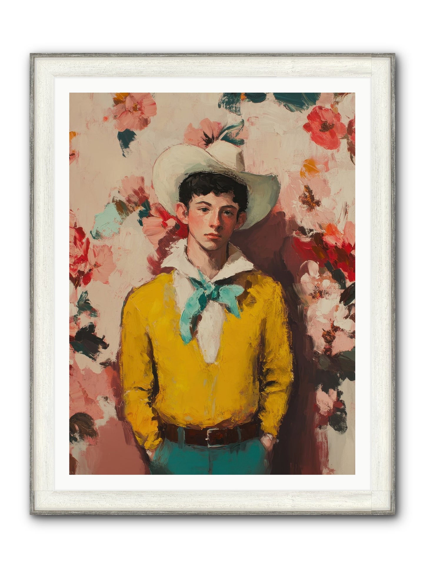 Dashing Vaquero Framed Print - Driftwood White 36x48