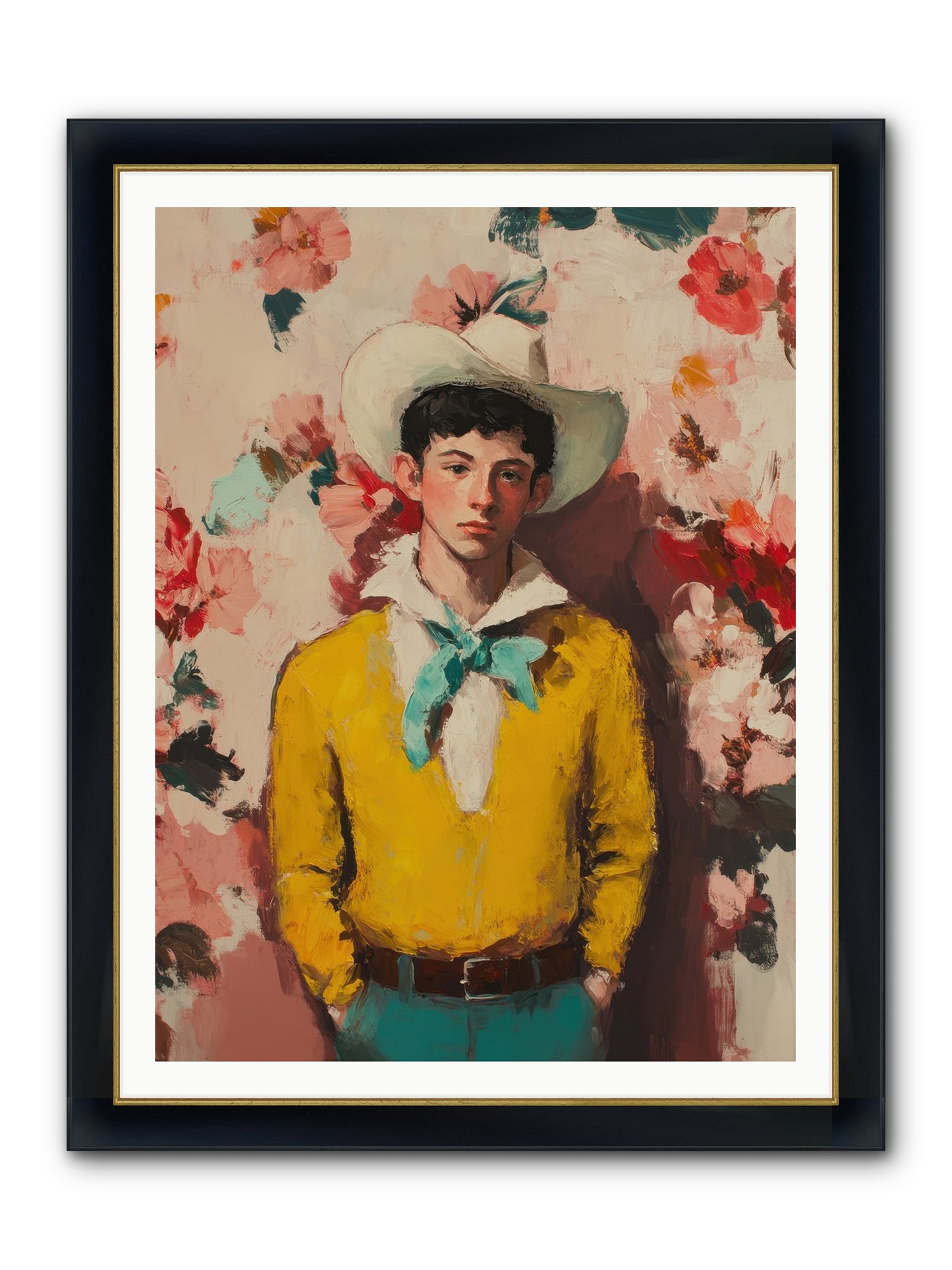 Dashing Vaquero Framed Print - Wide Black w/Gold 36x48