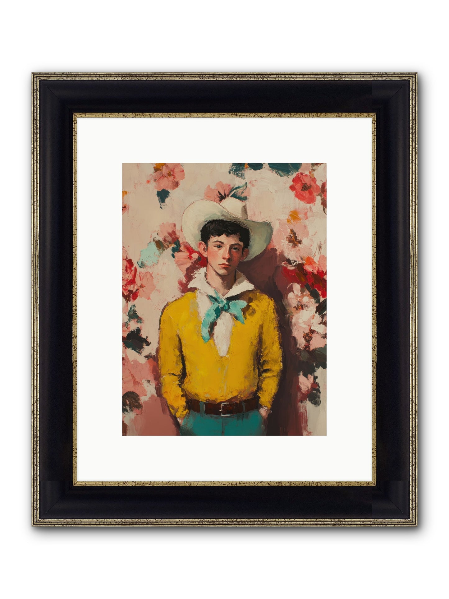 Dashing Vaquero Framed Print - Black & Gold 9x12