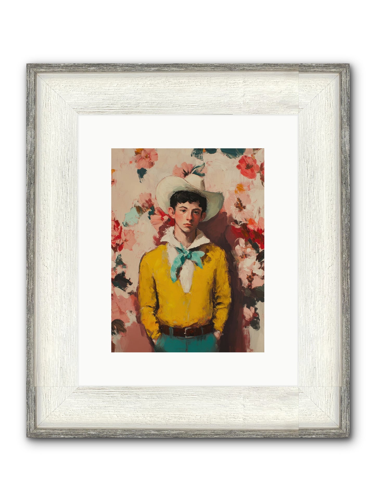 Dashing Vaquero Framed Print - Driftwood White 9x12