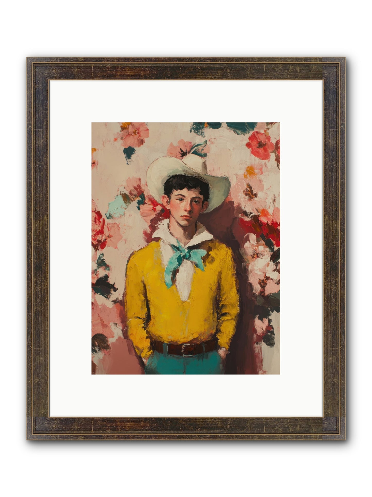 Dashing Vaquero Framed Print - Slimwoods Black/Gold 9x12